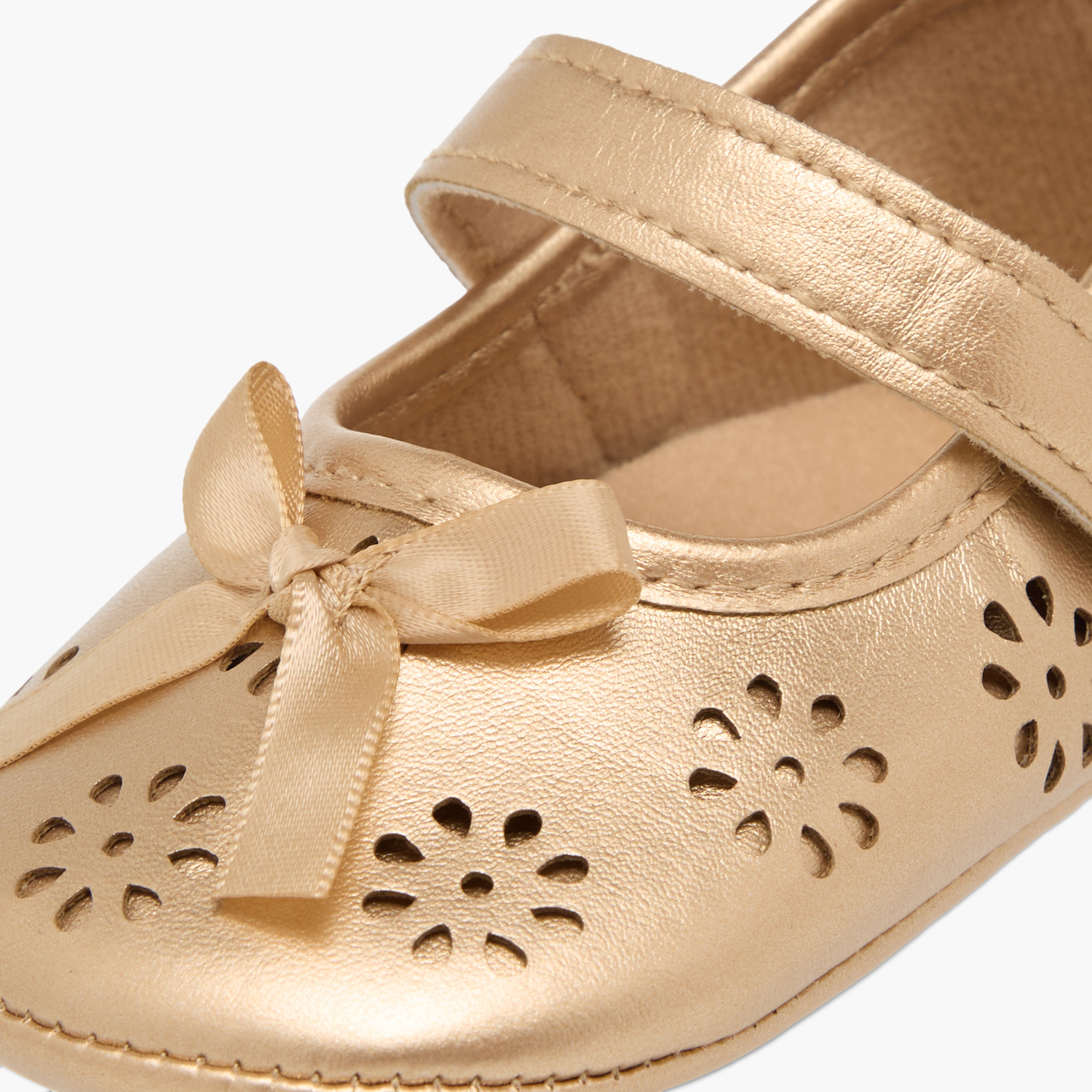 Giggles Cutout Detail Booties with Hook and Loop Closure-baby-girls-shoes-booties-image-6