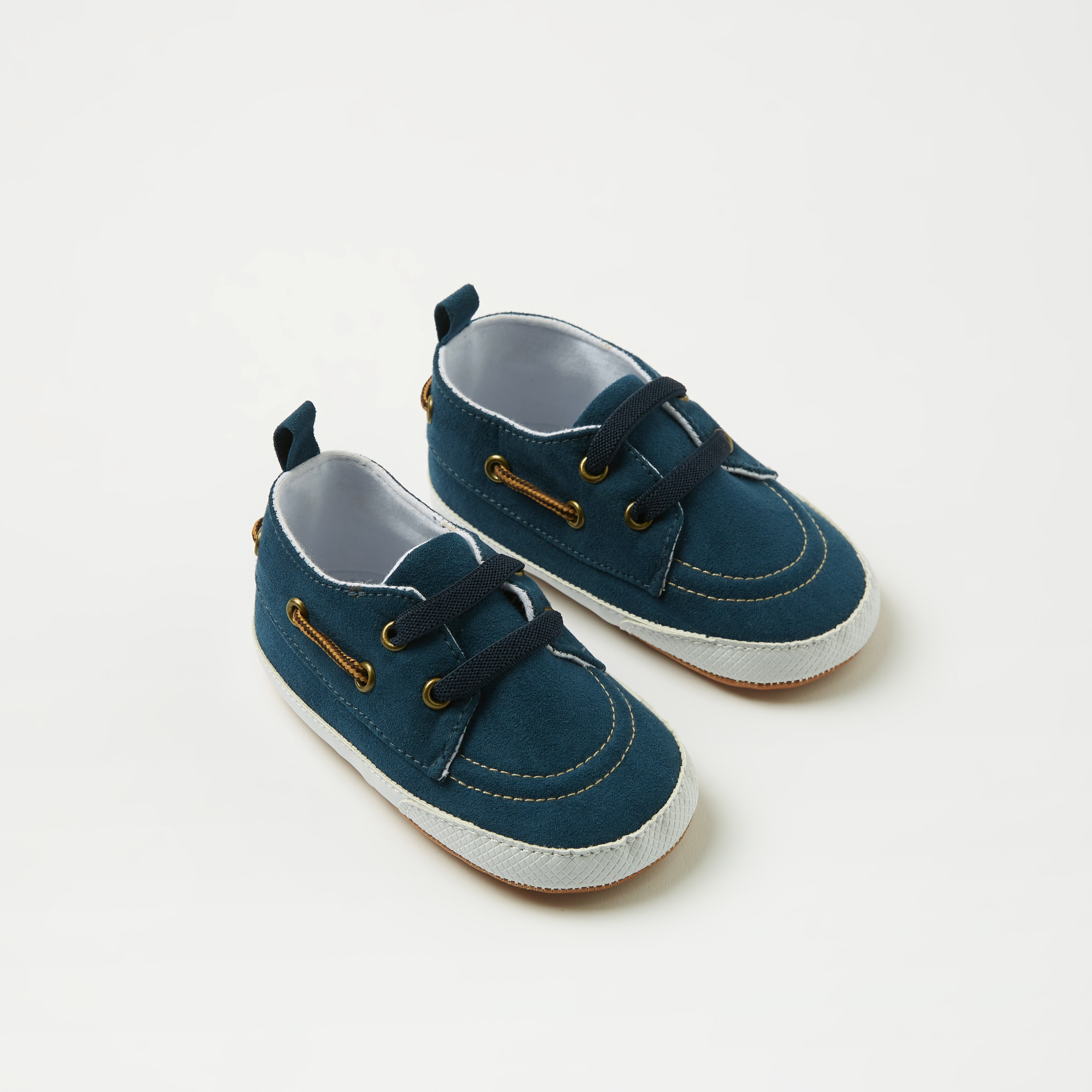 Giggles Solid Slip-On Booties with Lace Detail and Pull Tabs-baby-boys-shoes-closedshoes-image-2