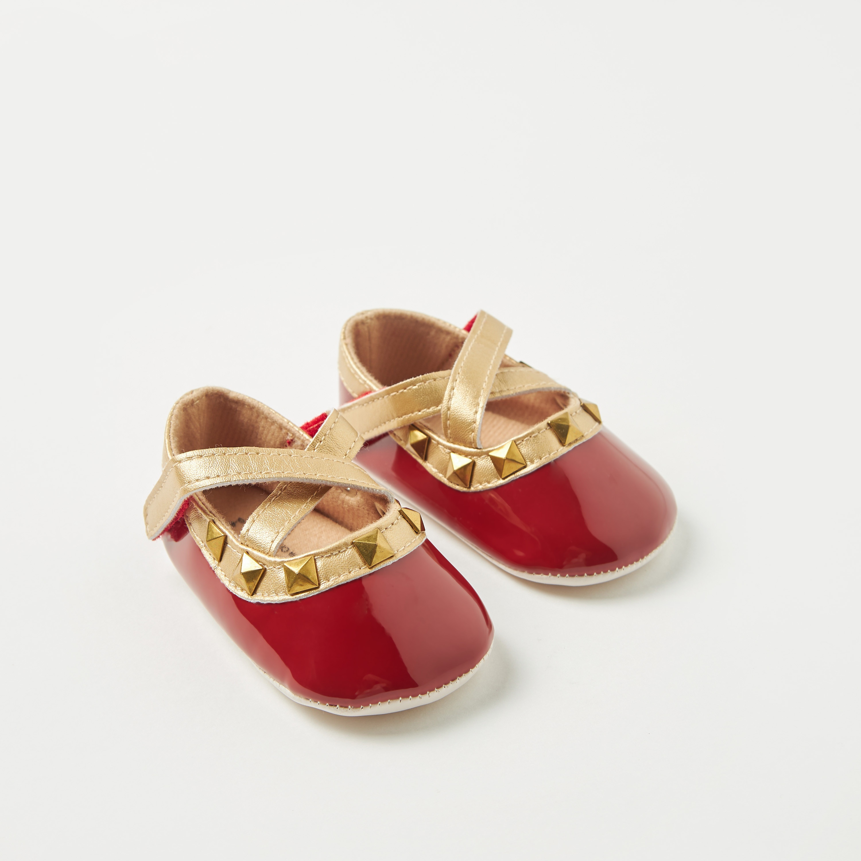 Giggles Slip-On Booties wiht Cross Straps and Metal Studs-baby-girls-shoes-closedshoes-image-2