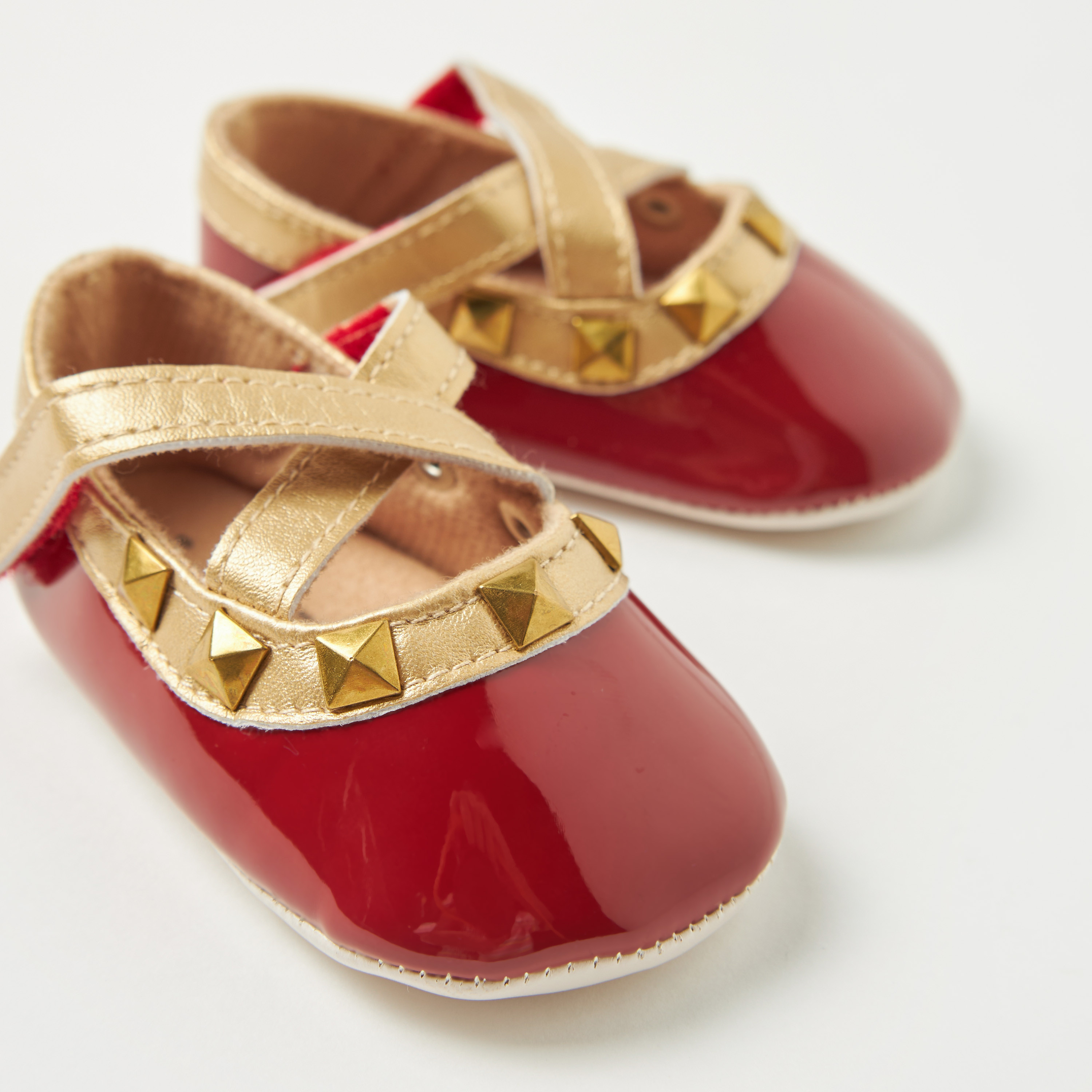 Giggles Slip-On Booties wiht Cross Straps and Metal Studs-baby-girls-shoes-closedshoes-image-3