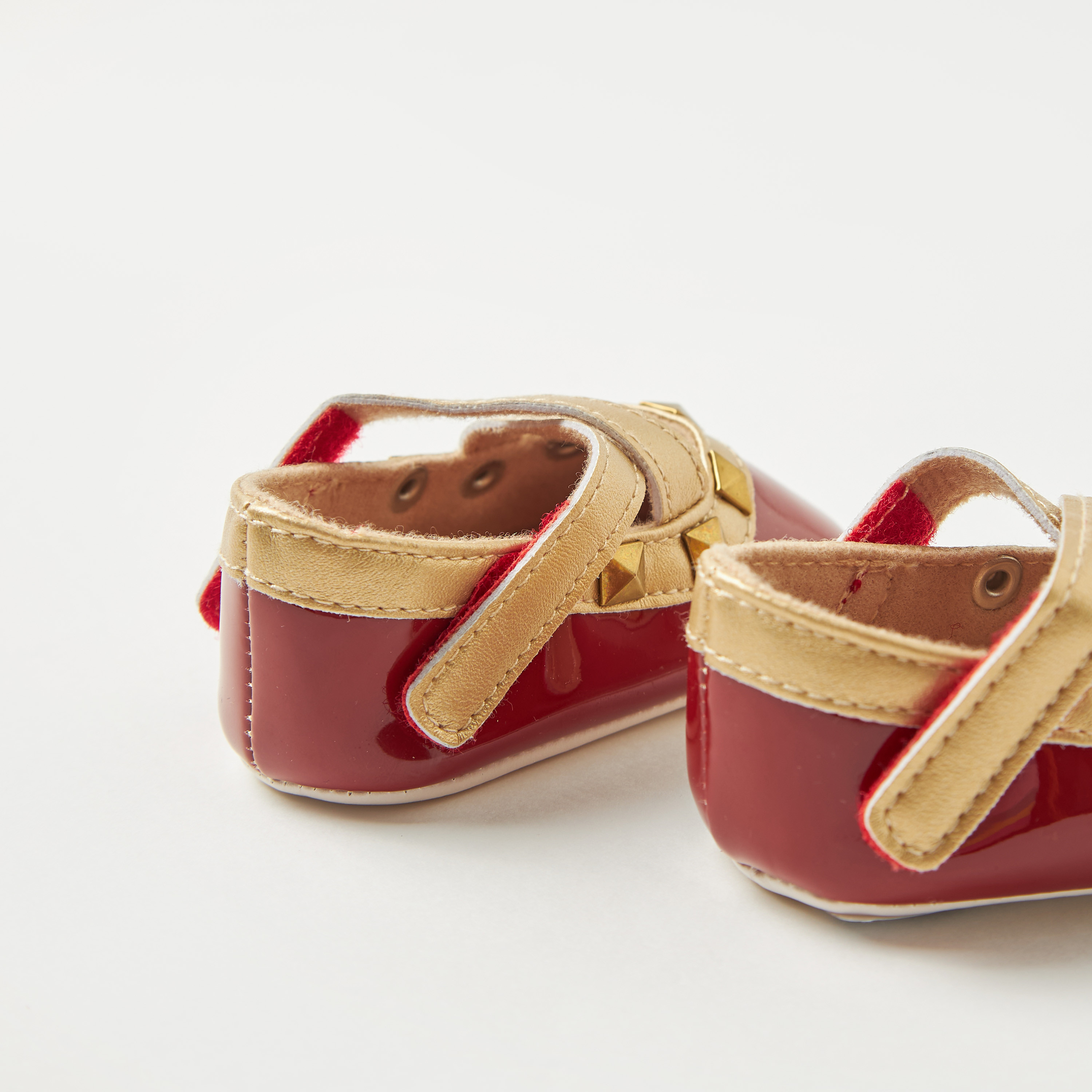 Giggles Slip-On Booties wiht Cross Straps and Metal Studs-baby-girls-shoes-closedshoes-image-4