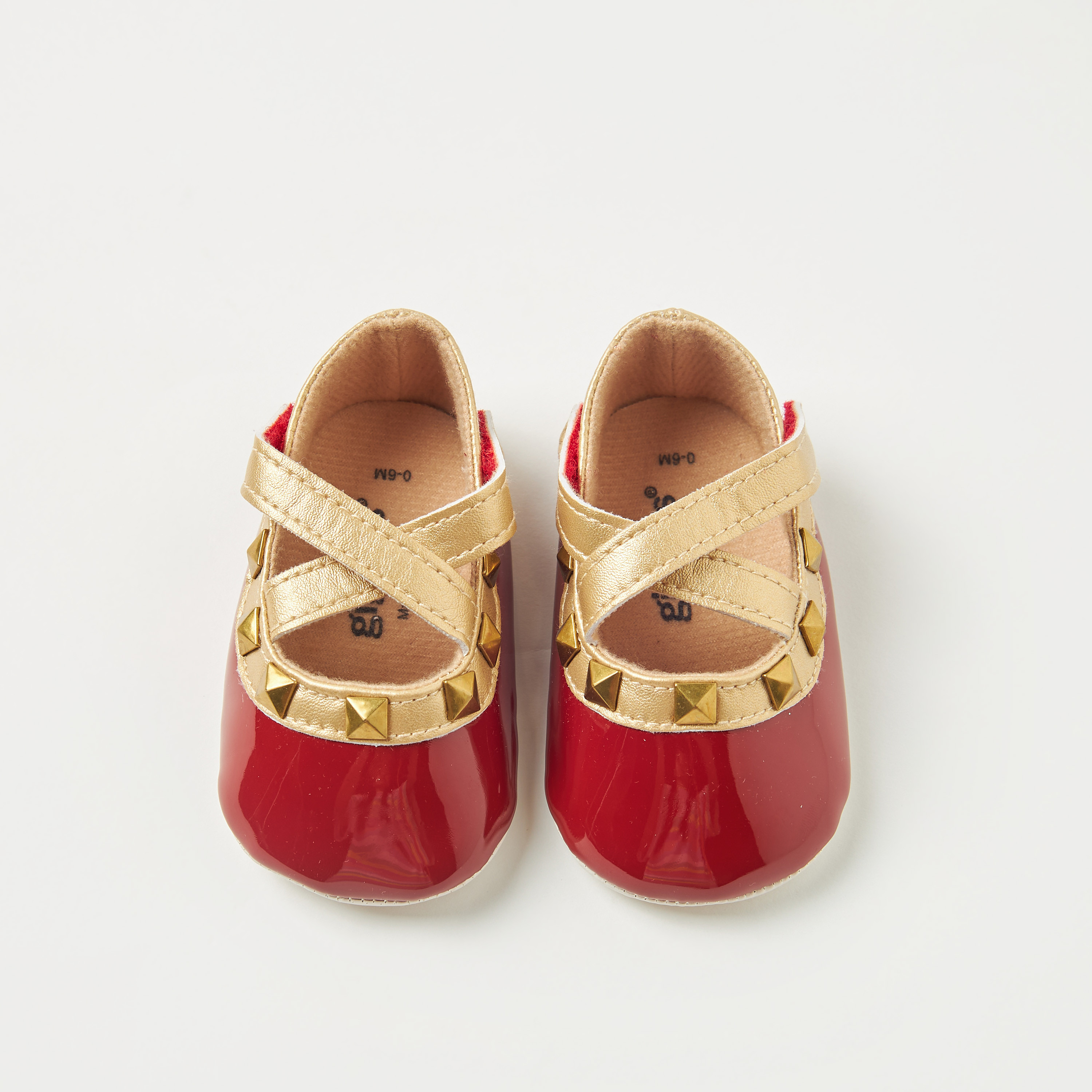 Giggles Slip-On Booties wiht Cross Straps and Metal Studs-baby-girls-shoes-closedshoes-image-5