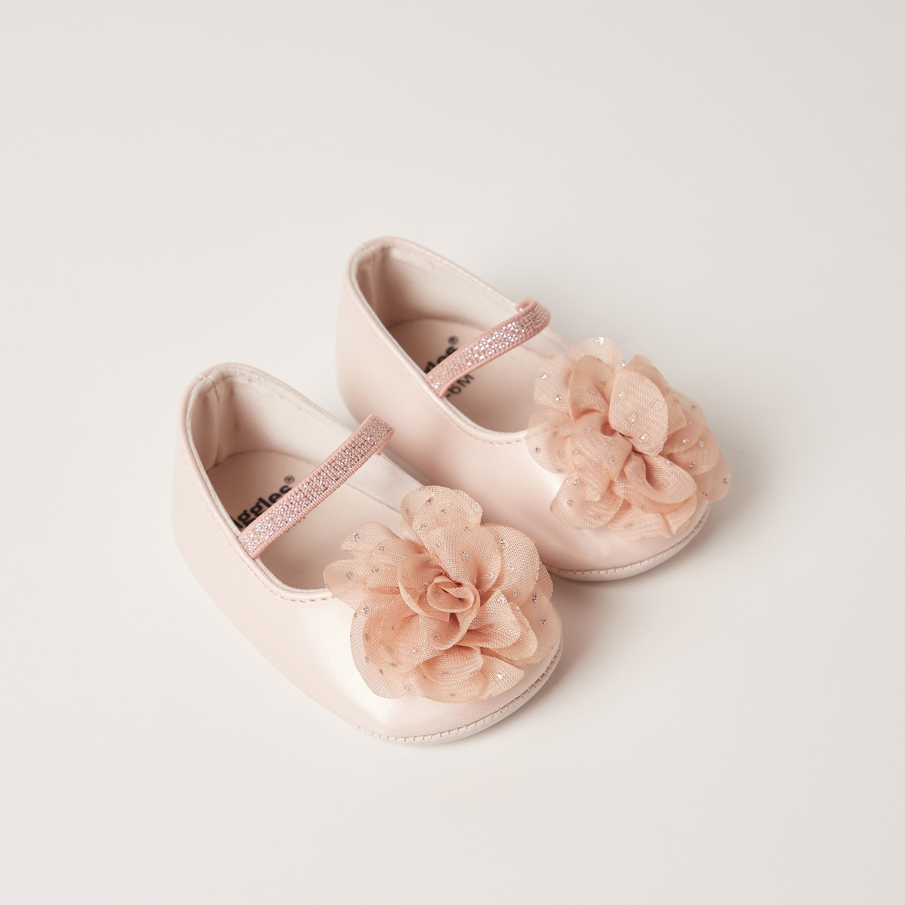 Giggles Floral Accent Slip-On Booties with Elastic Strap-baby-boys-shoes-closedshoes-image-2