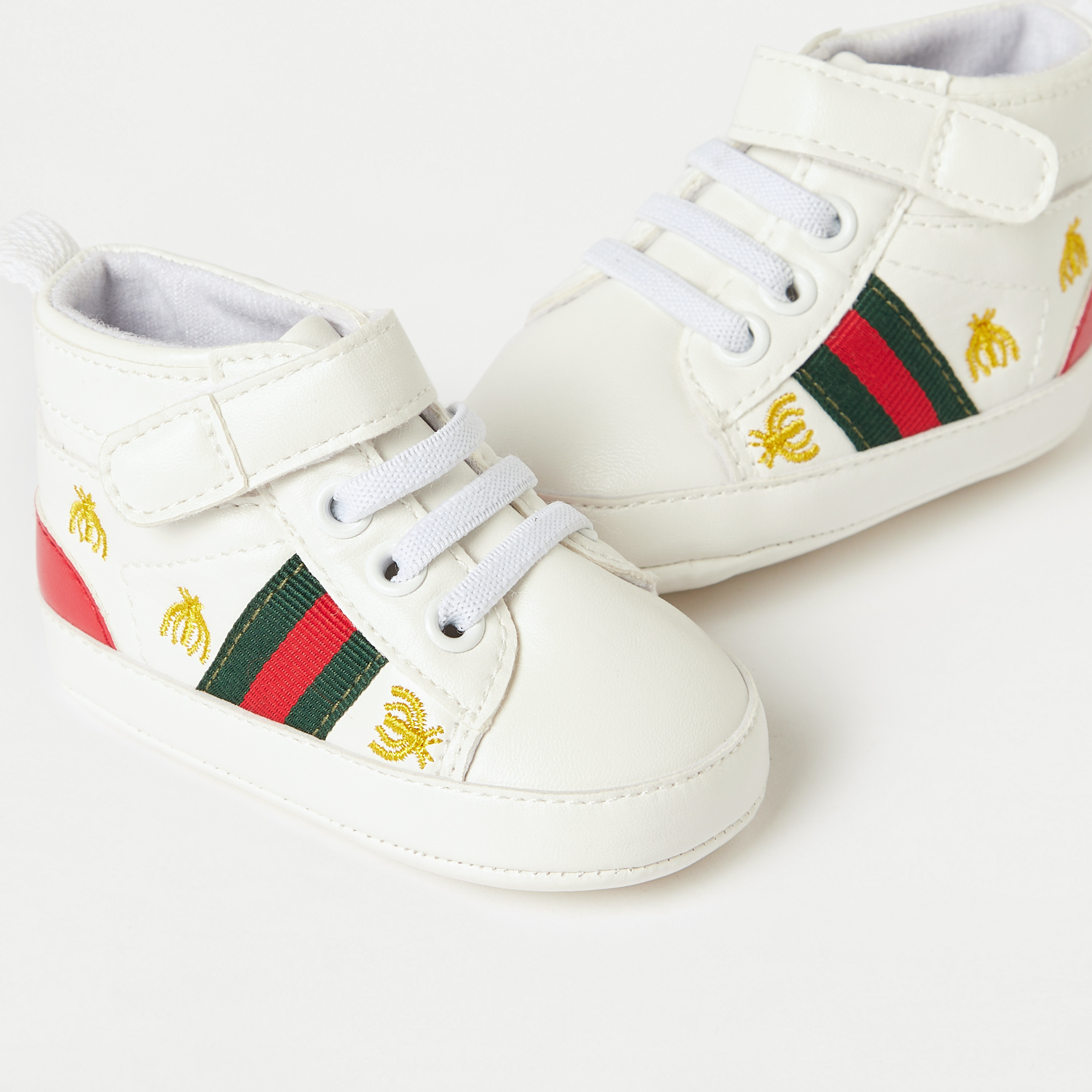 Giggles Striped Booties with Hook and Loop Closure-baby-boys-shoes-closedshoes-image-3