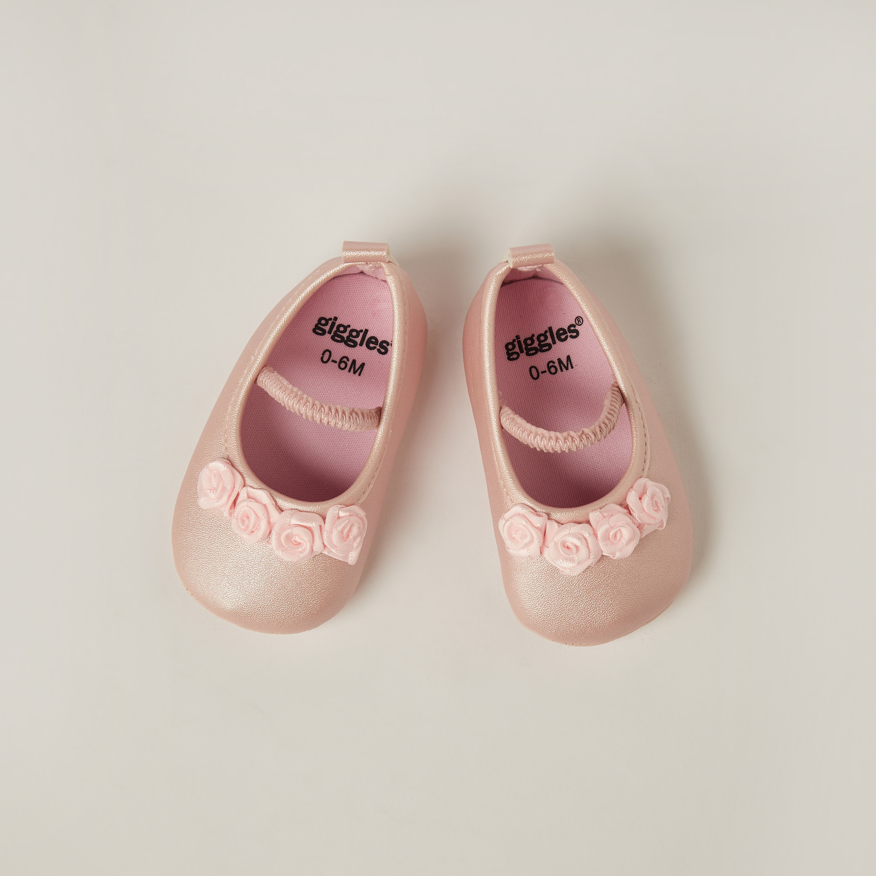 Giggles Floral Detail Slip-On Booties with Elasticated Strap-baby-girls-shoes-closedshoes-image-1