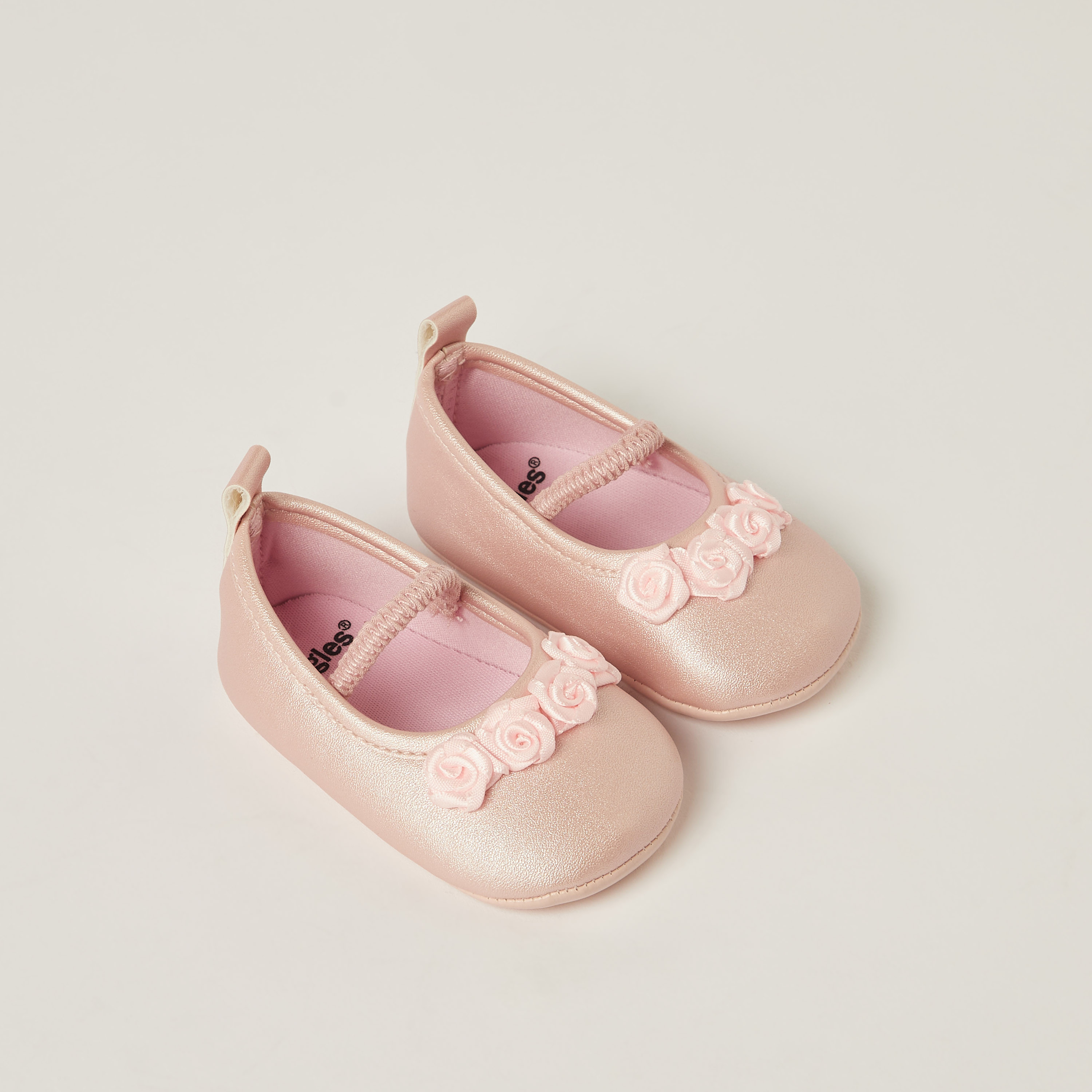 Giggles Floral Detail Slip-On Booties with Elasticated Strap-baby-girls-shoes-closedshoes-image-2