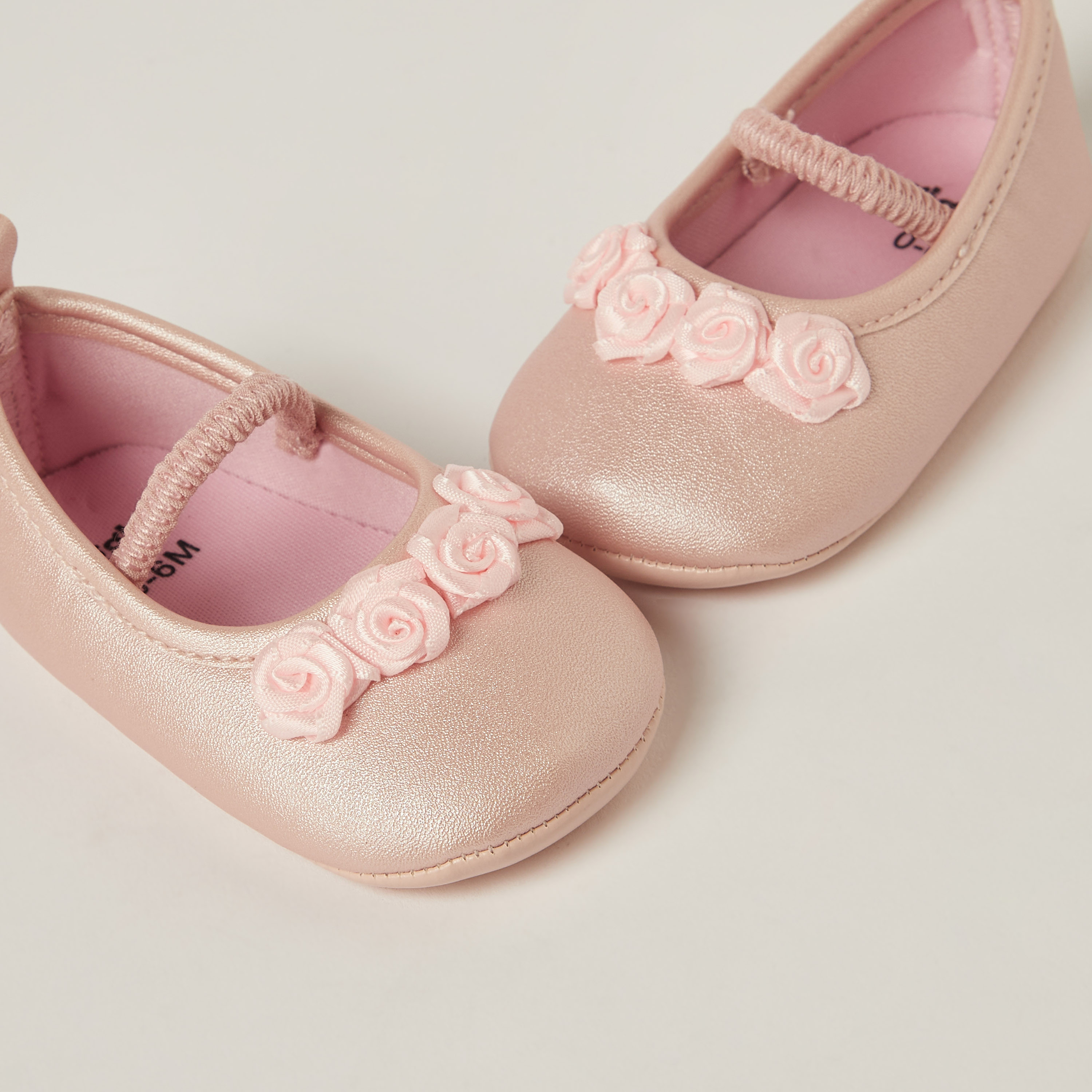 Giggles Floral Detail Slip-On Booties with Elasticated Strap-baby-girls-shoes-closedshoes-image-3