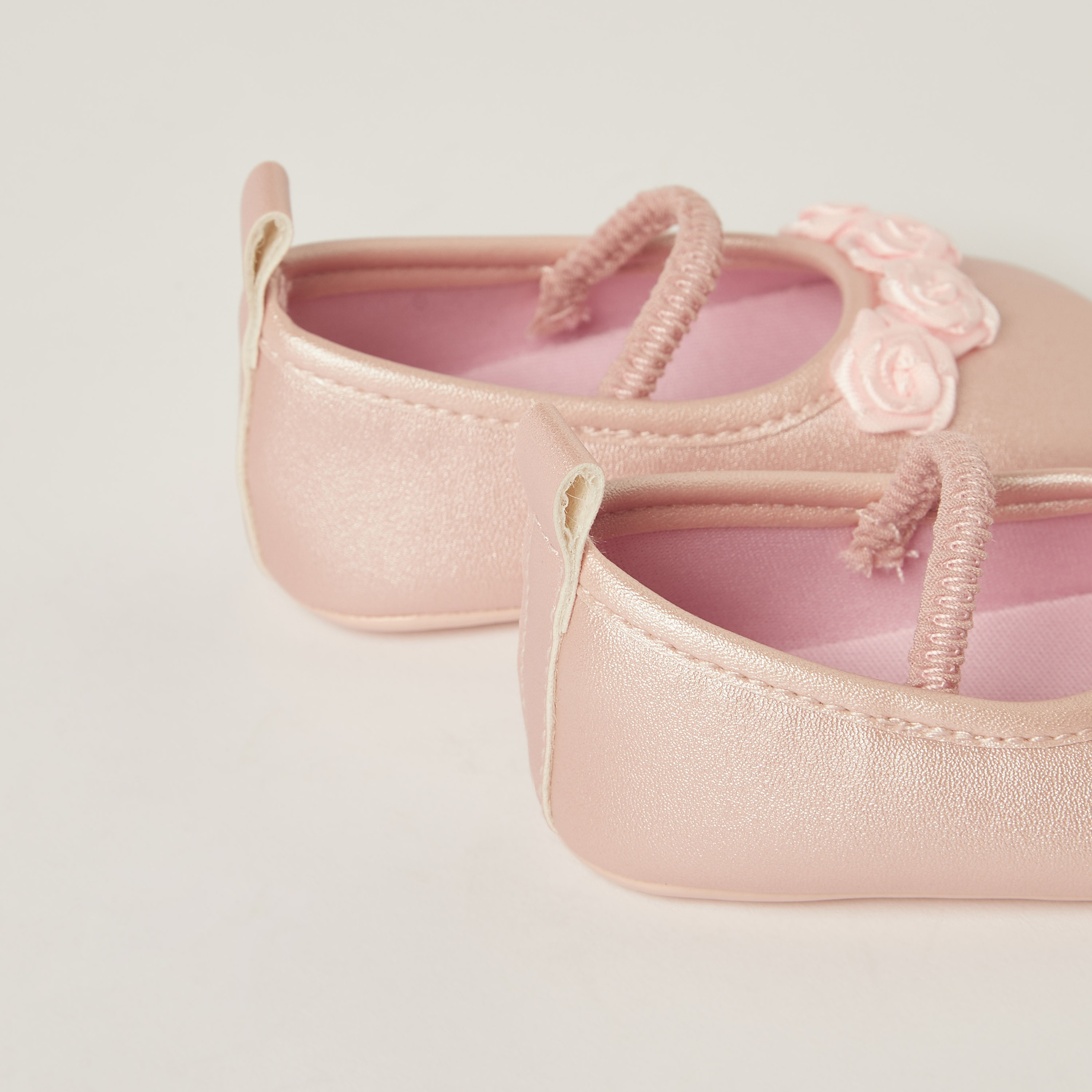 Giggles Floral Detail Slip-On Booties with Elasticated Strap-baby-girls-shoes-closedshoes-image-4