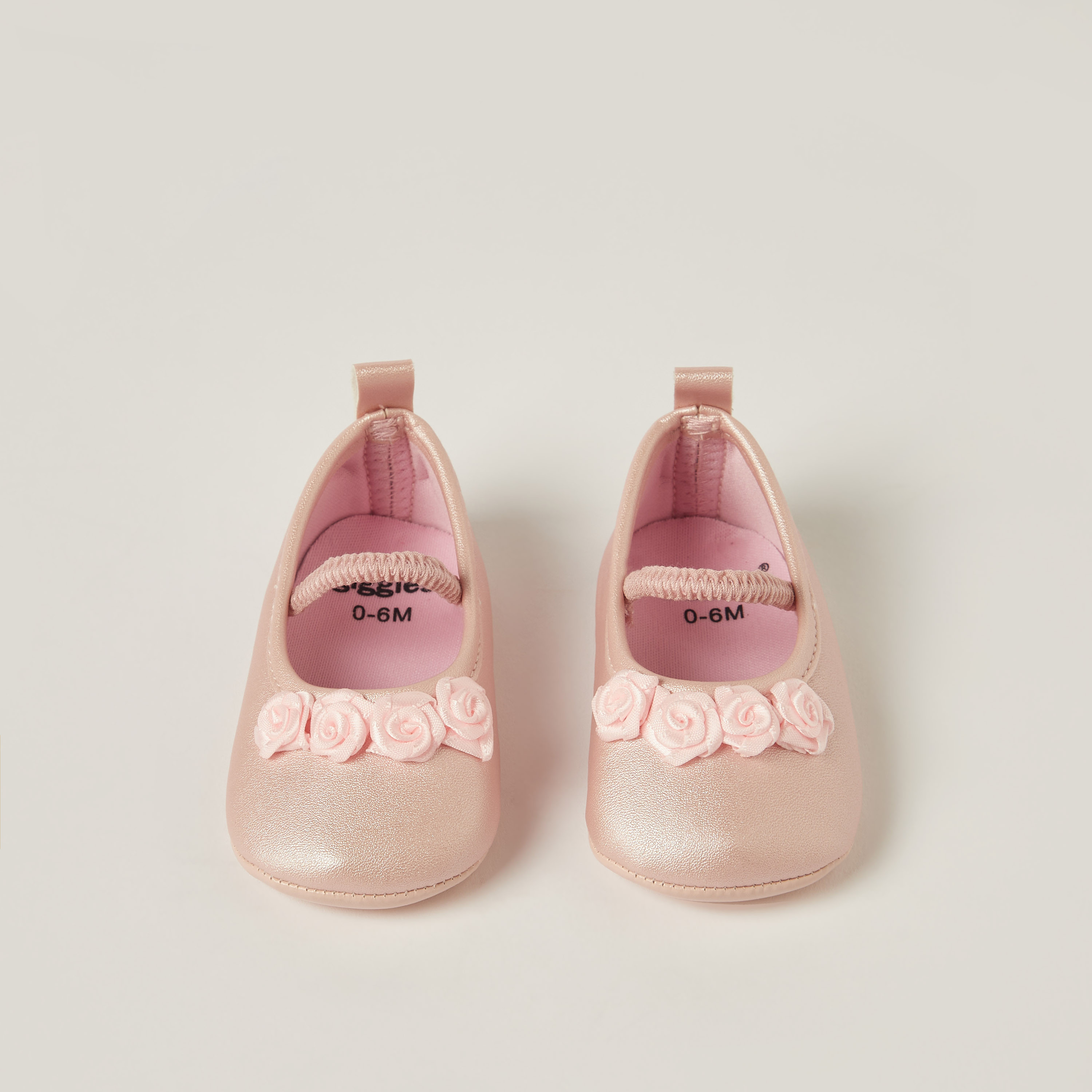 Giggles Floral Detail Slip-On Booties with Elasticated Strap-baby-girls-shoes-closedshoes-image-5