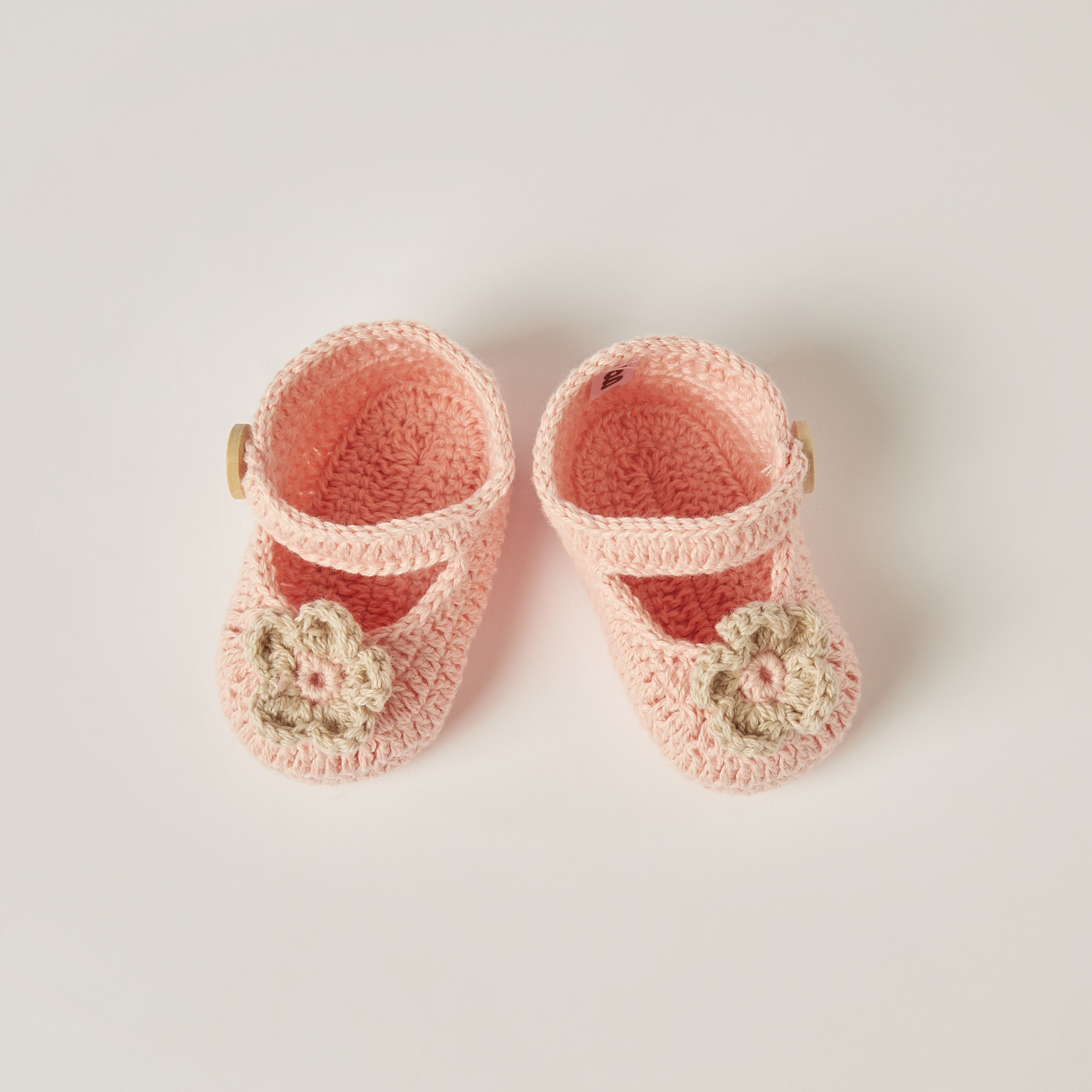 Giggles Crochet Textured Slip-on Booties with Button Detail-baby-girls-shoes-booties-image-1