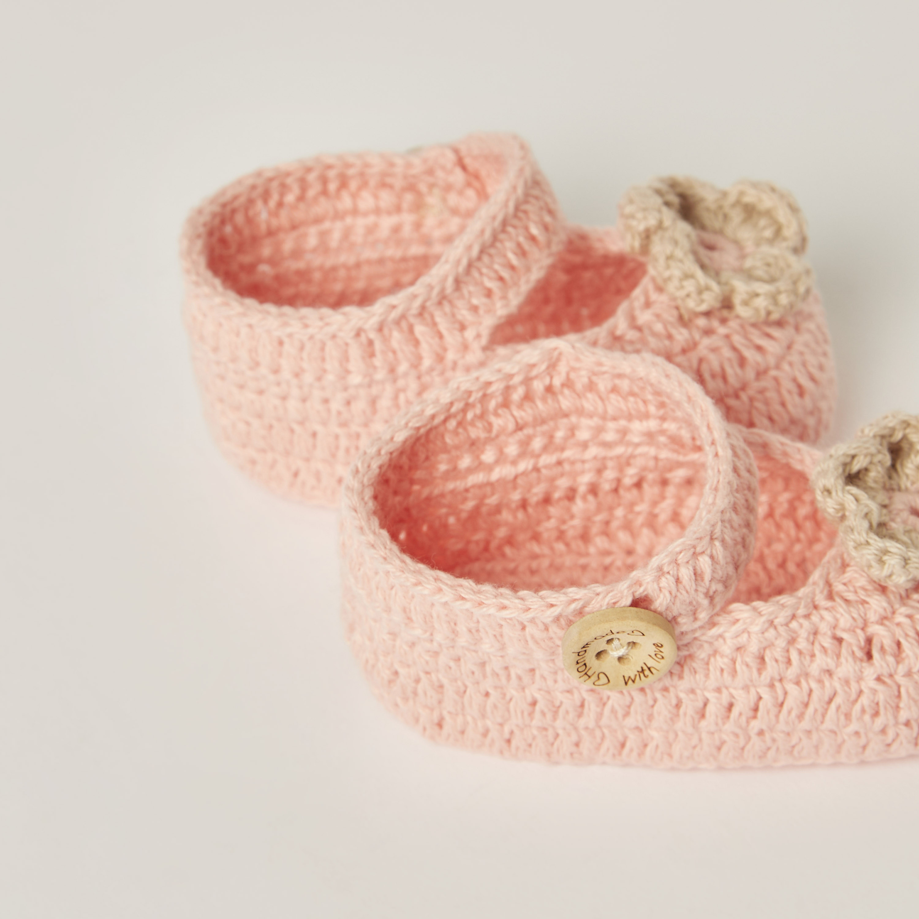 Giggles Crochet Textured Slip-on Booties with Button Detail-baby-girls-shoes-booties-image-4