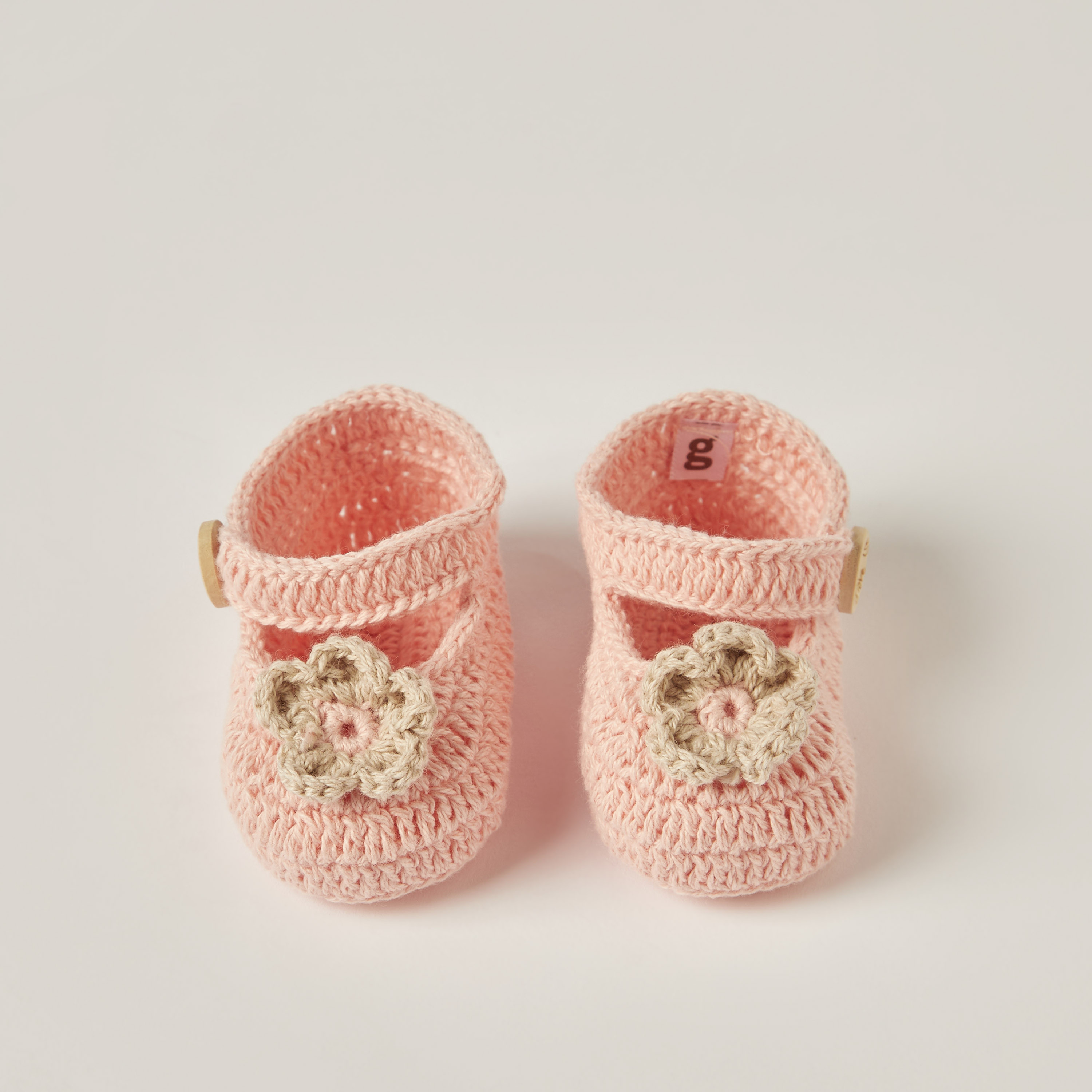 Giggles Crochet Textured Slip-on Booties with Button Detail-baby-girls-shoes-booties-image-5