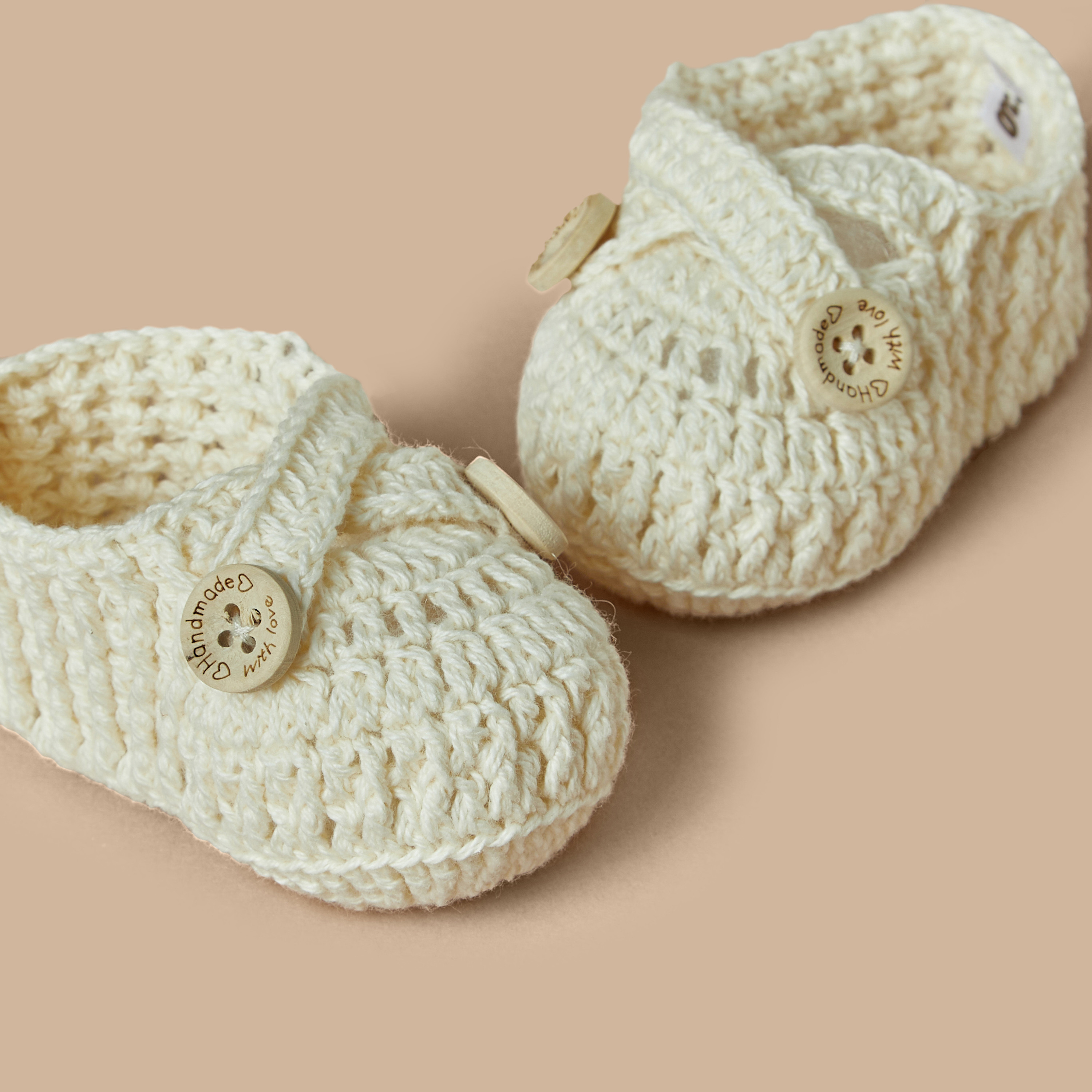 Giggles Textured Booties with Button Closure-baby-girls-shoes-booties-image-2