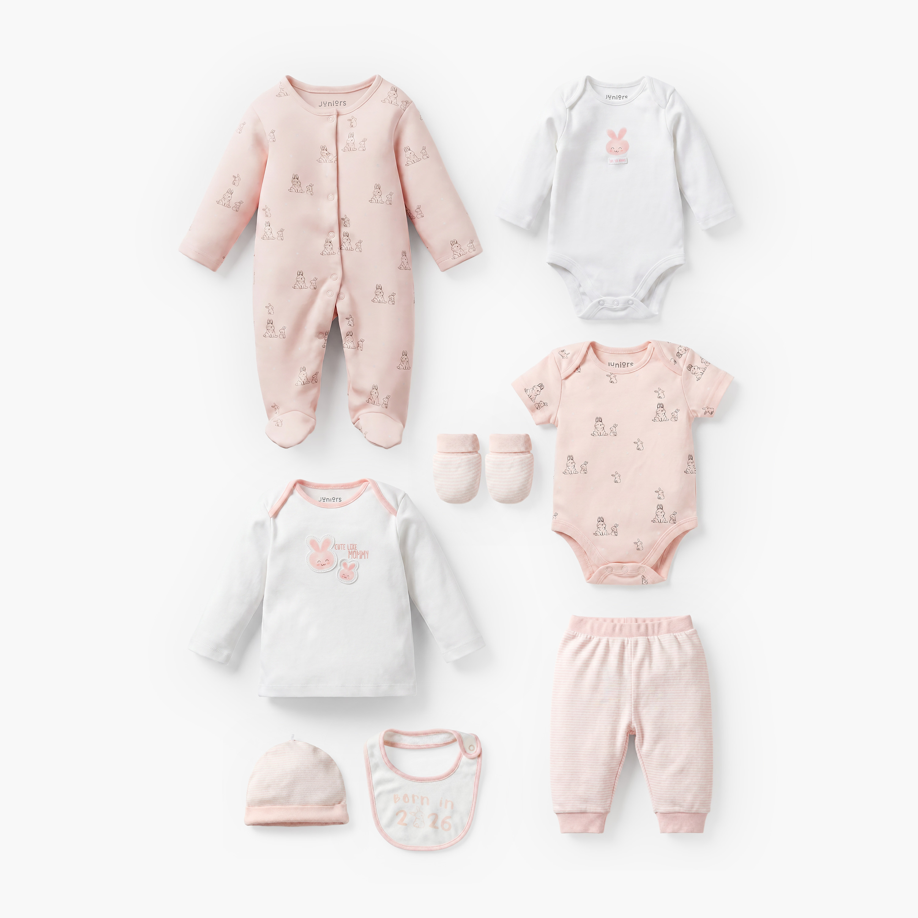 Set of 9 Juniors Clothing Gift Set with Bunny Print-baby-girls-clothing-setsandcoords-image-2