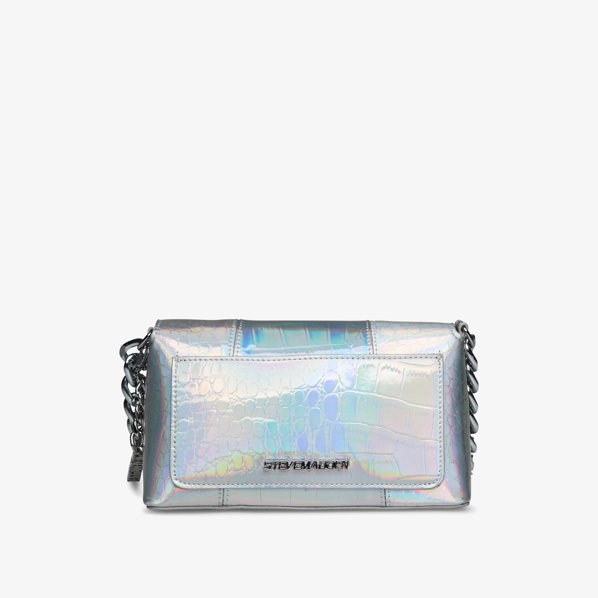 Textured Iridescent Crossbody Chain Clutch Purse good