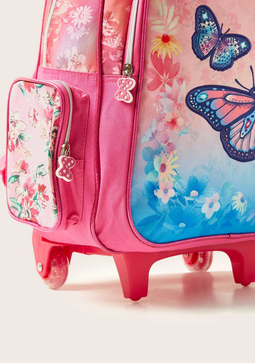Juniors Butterfly Print 3-Piece Trolley Backpack Set-School Sets-image-3