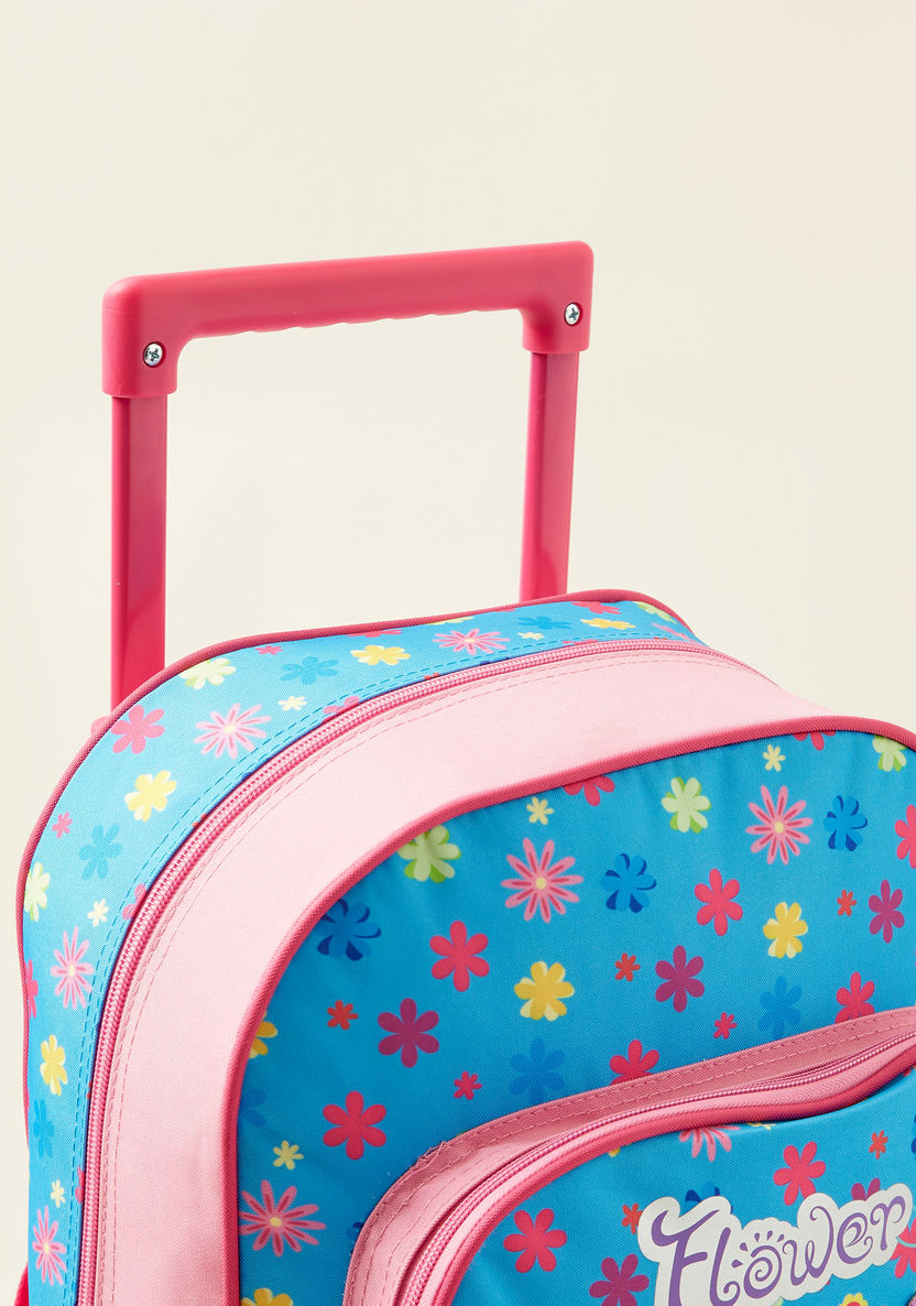 Juniors Floral Print 3-Piece Trolley Backpack Set-School Sets-image-2