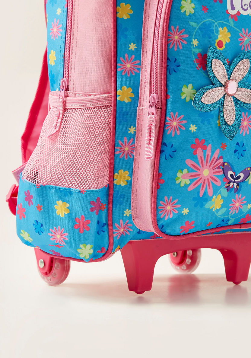 Juniors Floral Print 3-Piece Trolley Backpack Set-School Sets-image-3