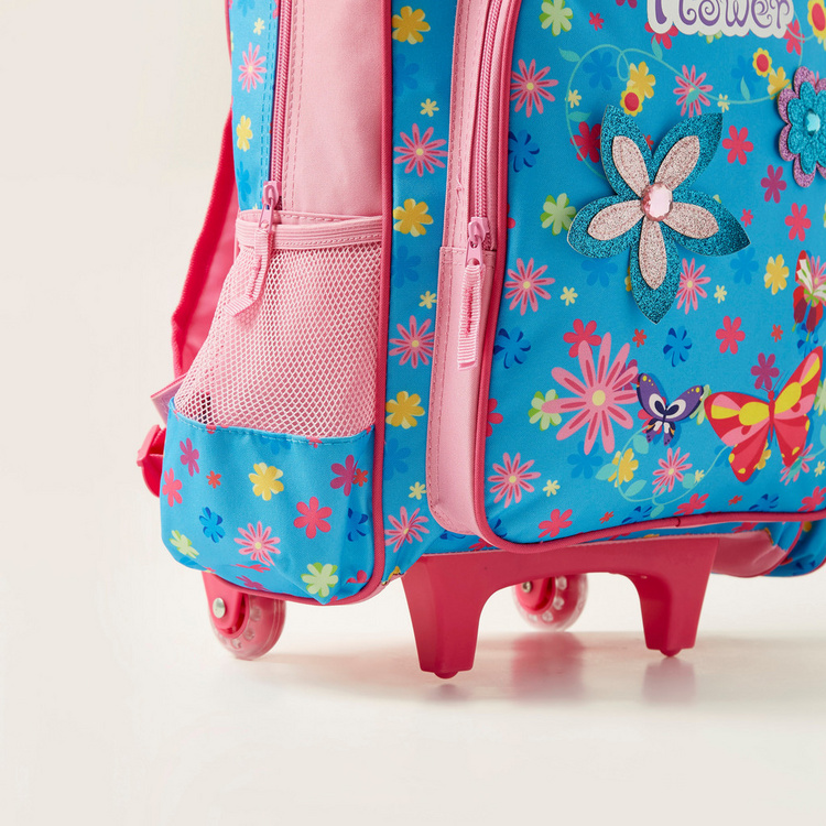 Juniors Floral Print 3-Piece Trolley Backpack Set