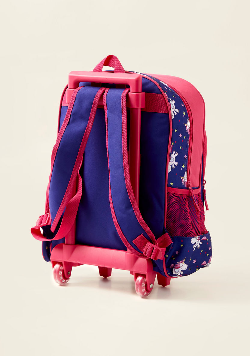 Juniors Unicorn Print 3-Piece Trolley Backpack Set-School Sets-image-4