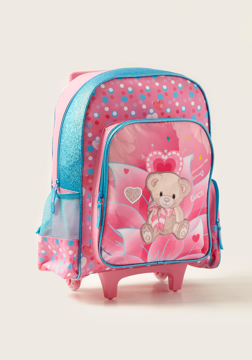 Juniors Bear Print 3-Piece Trolley Backpack Set-School Sets-image-1