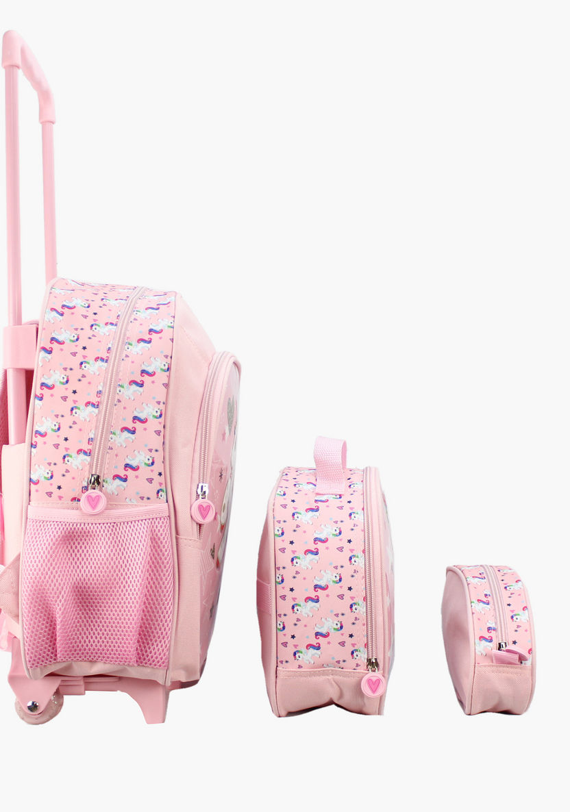 Juniors Unicorn Print 3-Piece Trolley Backpack Set-School Sets-image-2
