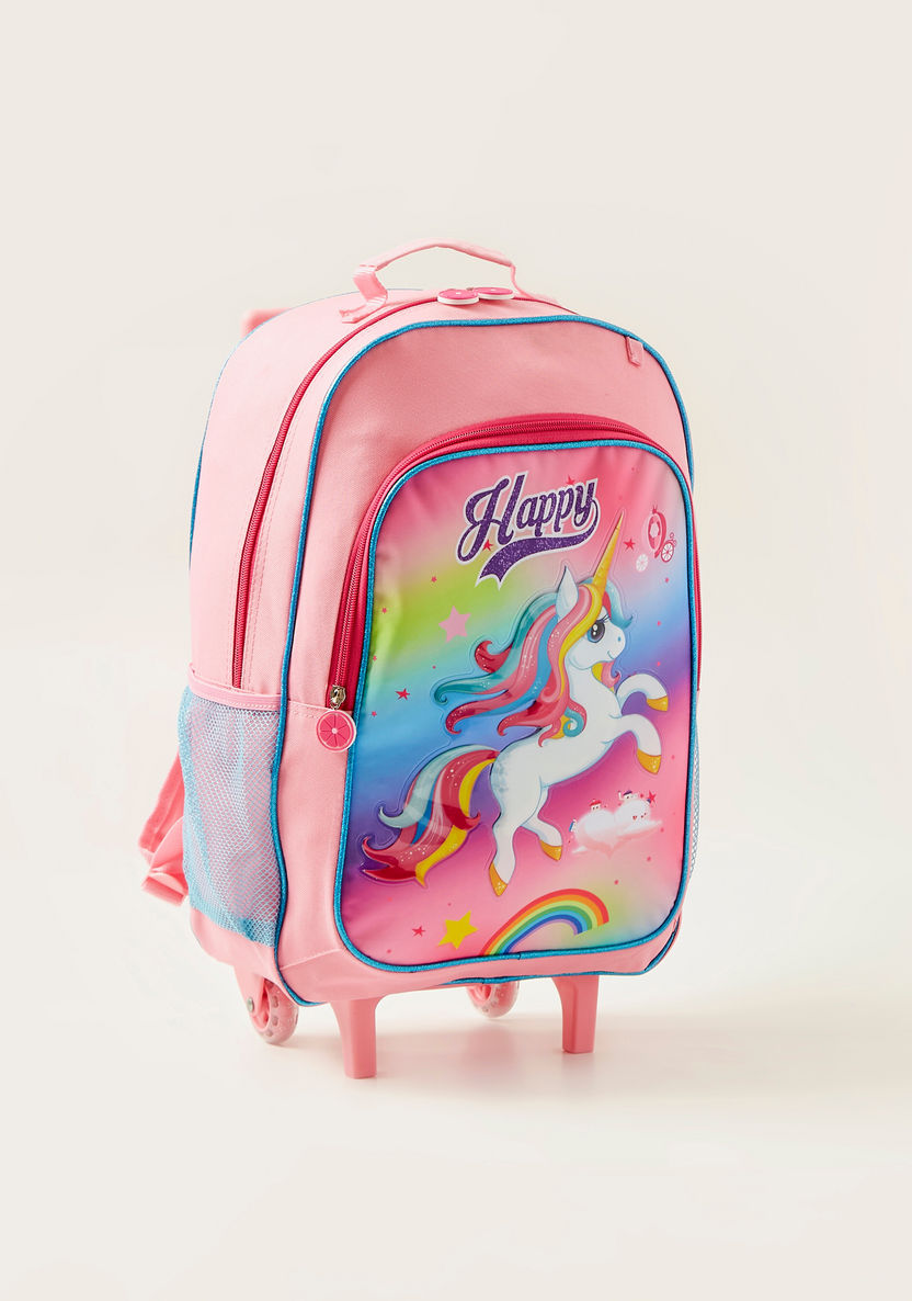 Juniors Unicorn Print 3-Piece Trolley Backpack Set-School Sets-image-1