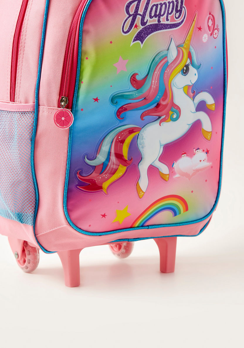 Juniors Unicorn Print 3-Piece Trolley Backpack Set-School Sets-image-3