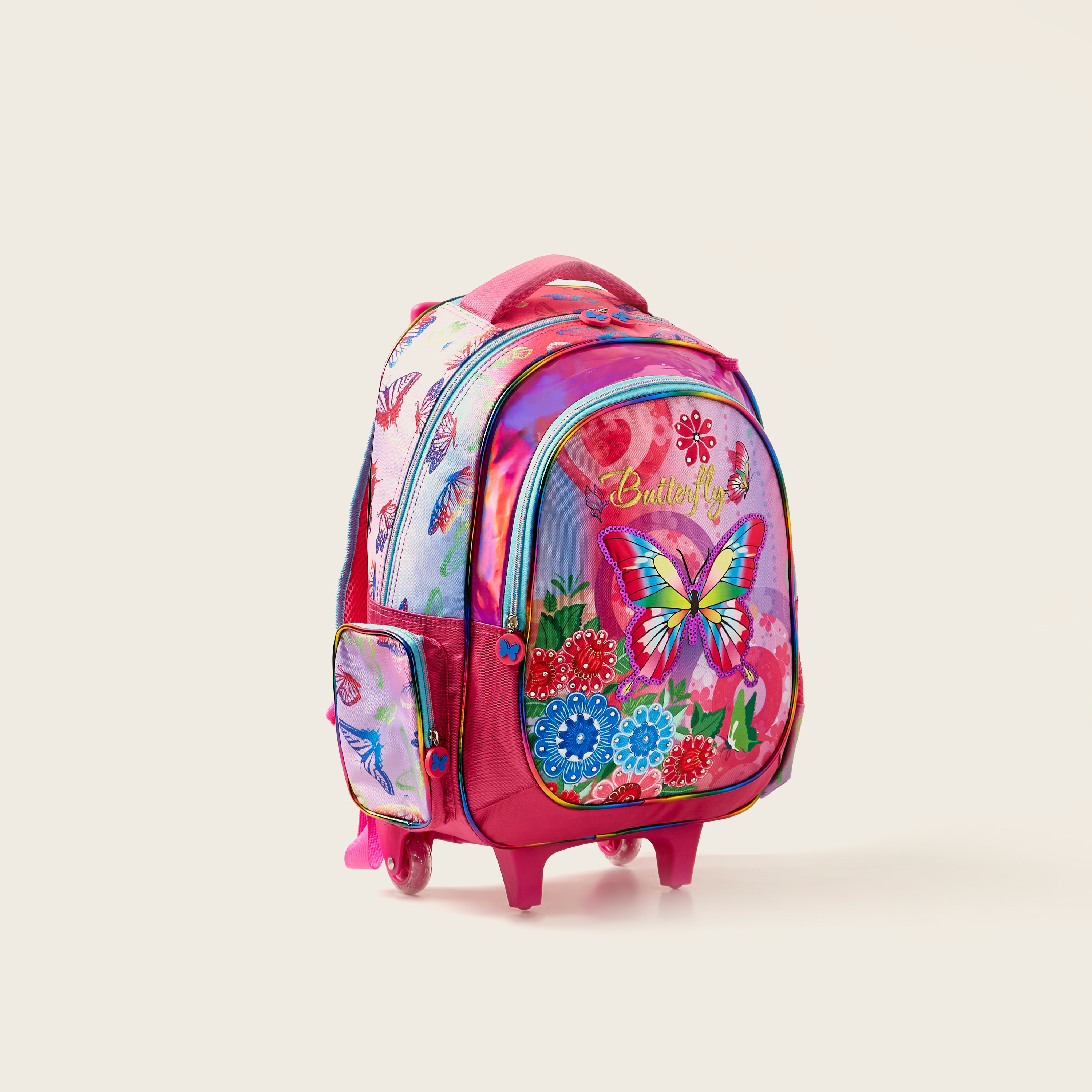 Juniors Butterfly Print 3-Piece Trolley Backpack Set-school-bagsandbackpacks-trolleybags-image-2