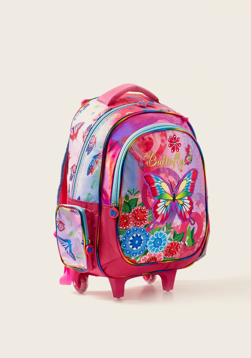 Juniors Butterfly Print 3-Piece Trolley Backpack Set-School Sets-image-1
