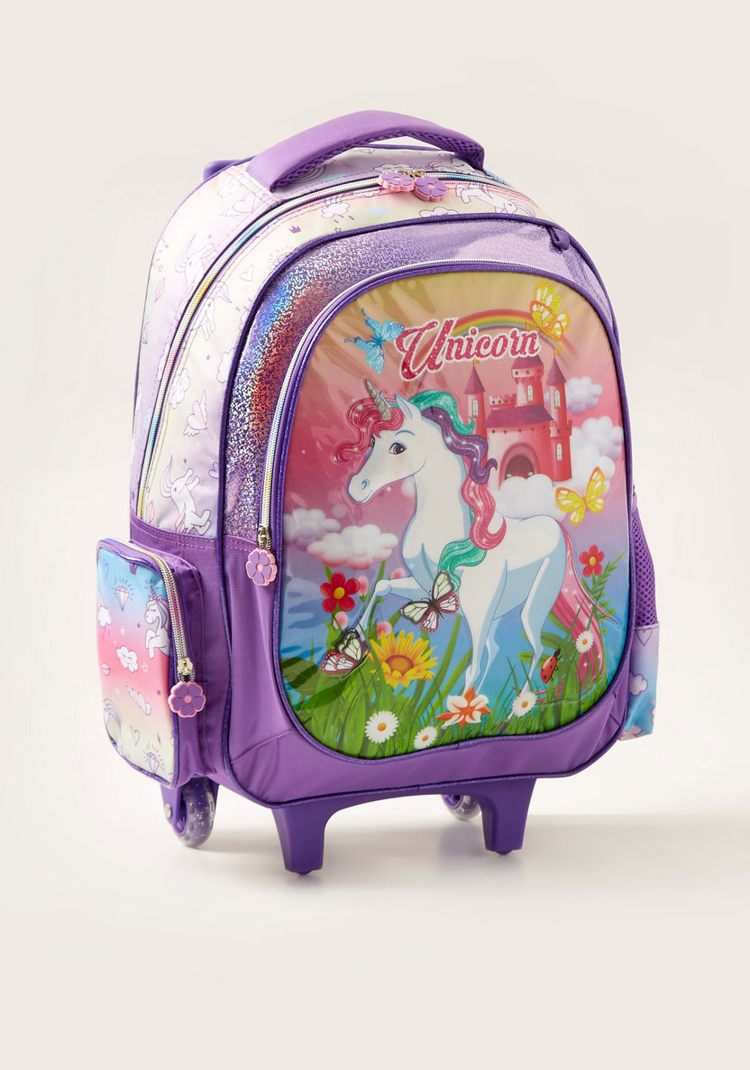 Juniors Unicorn Print 3-Piece Trolley Backpack Set-School Sets-image-1