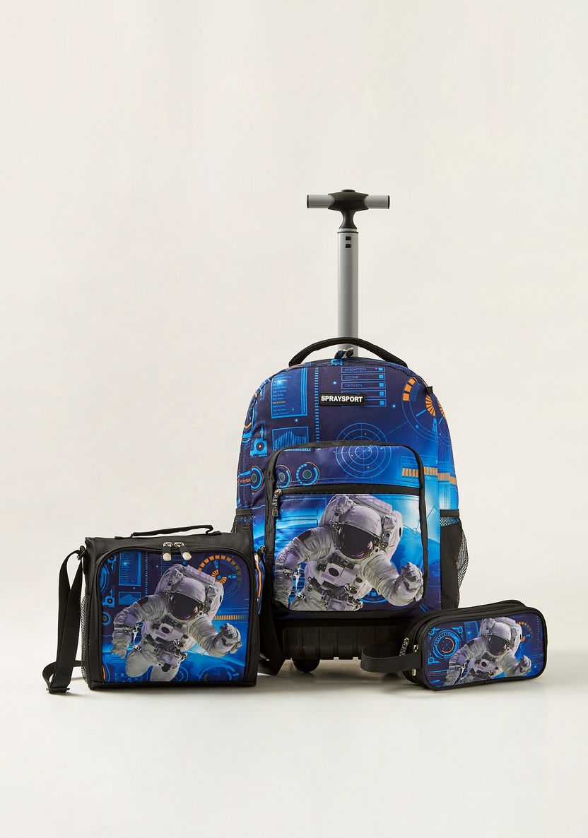 Juniors Space Print 3-Piece Trolley Backpack Set-School Sets-image-0
