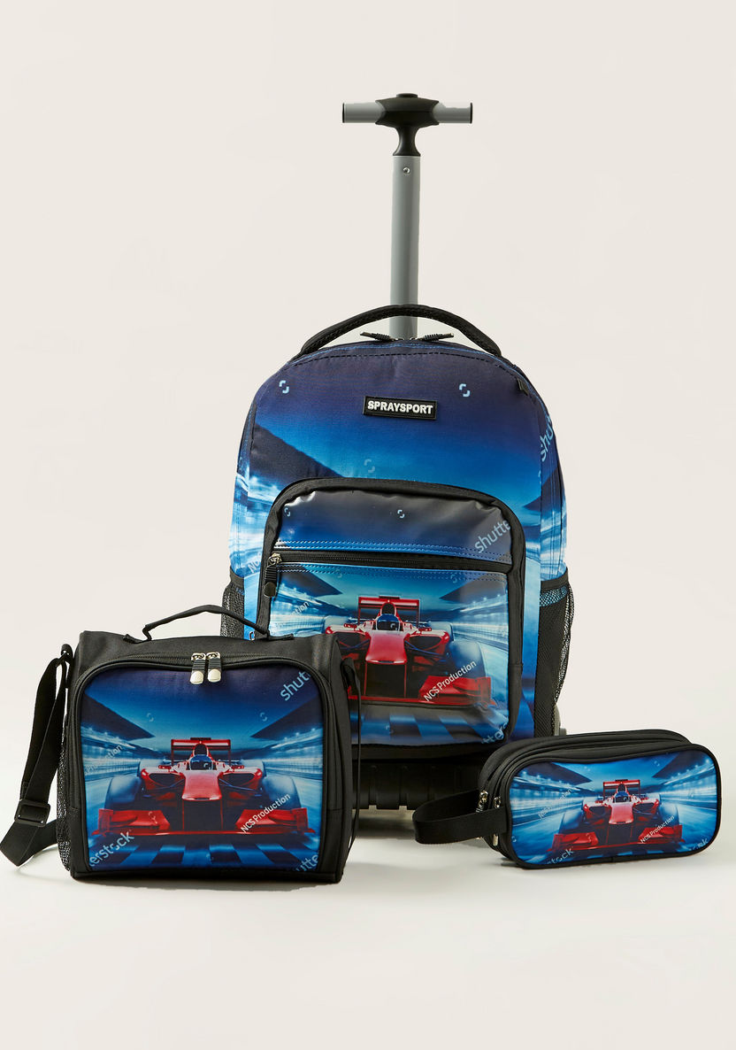 Juniors Car Print 3-Piece Trolley Backpack Set-School Sets-image-0