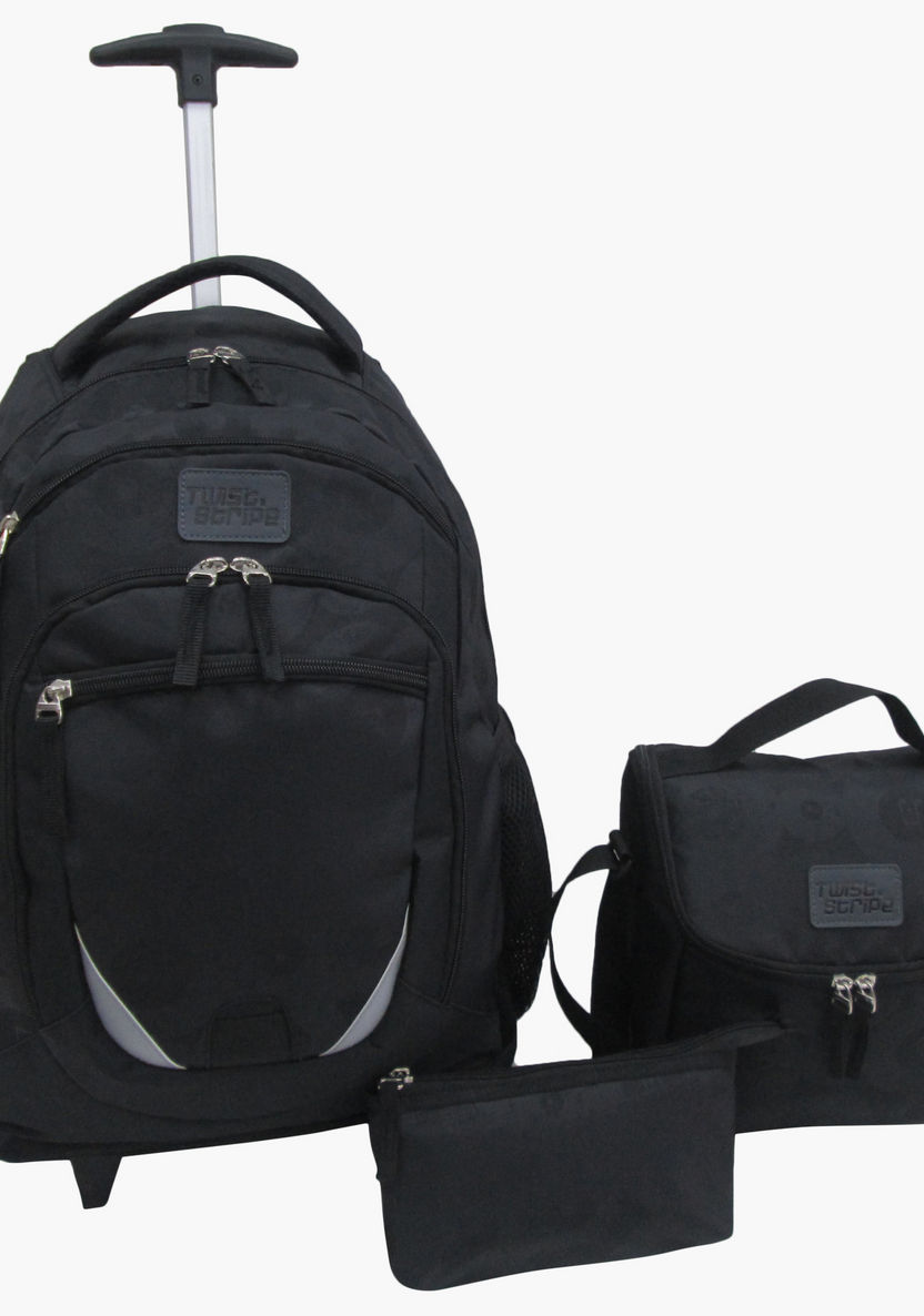 Juniors Textured 3-Piece Trolley Backpack Set-School Sets-image-0