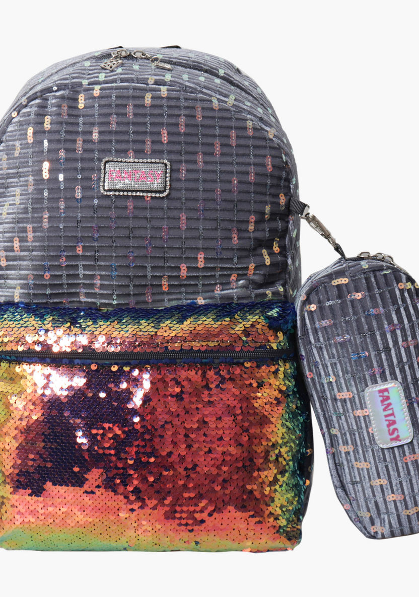 Juniors Sequin Detail Backpack with Pencil Case-Backpacks-image-0
