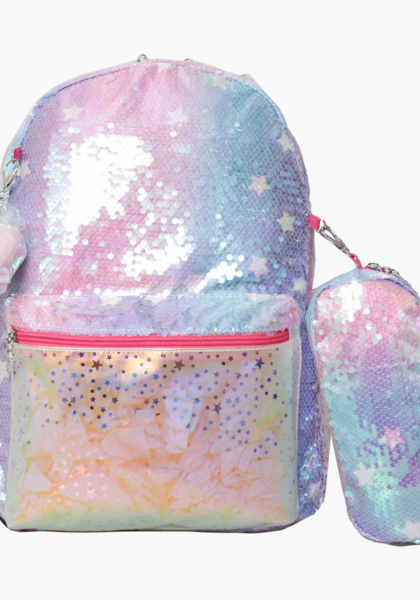 Juniors Sequin Detail Backpack with Pencil Case-Backpacks-image-0