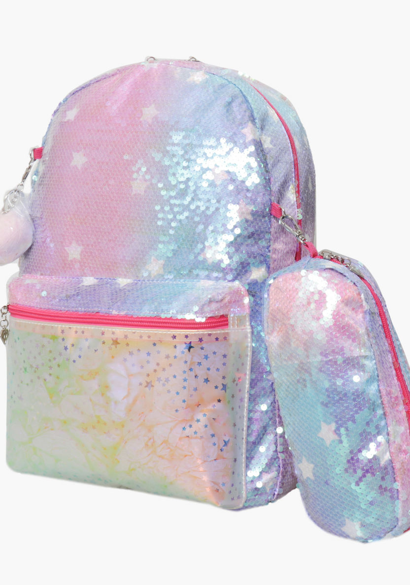 Juniors Sequin Detail Backpack with Pencil Case-Backpacks-image-1