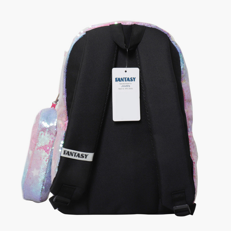 Juniors Sequin Detail Backpack with Pencil Case
