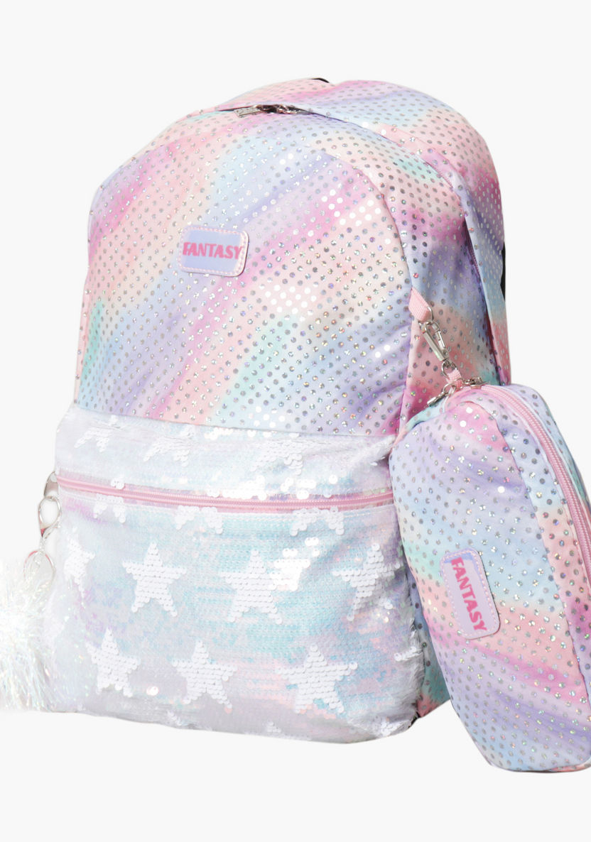 Juniors Sequin Detail Backpack with Pencil Case-Backpacks-image-1