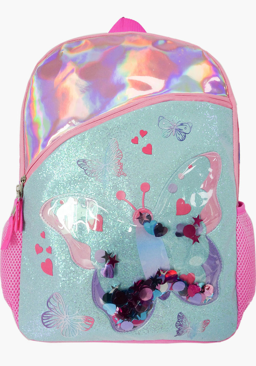 Juniors Butterfly Print Backpack with Adjustable Shoulder Straps-Backpacks-image-0