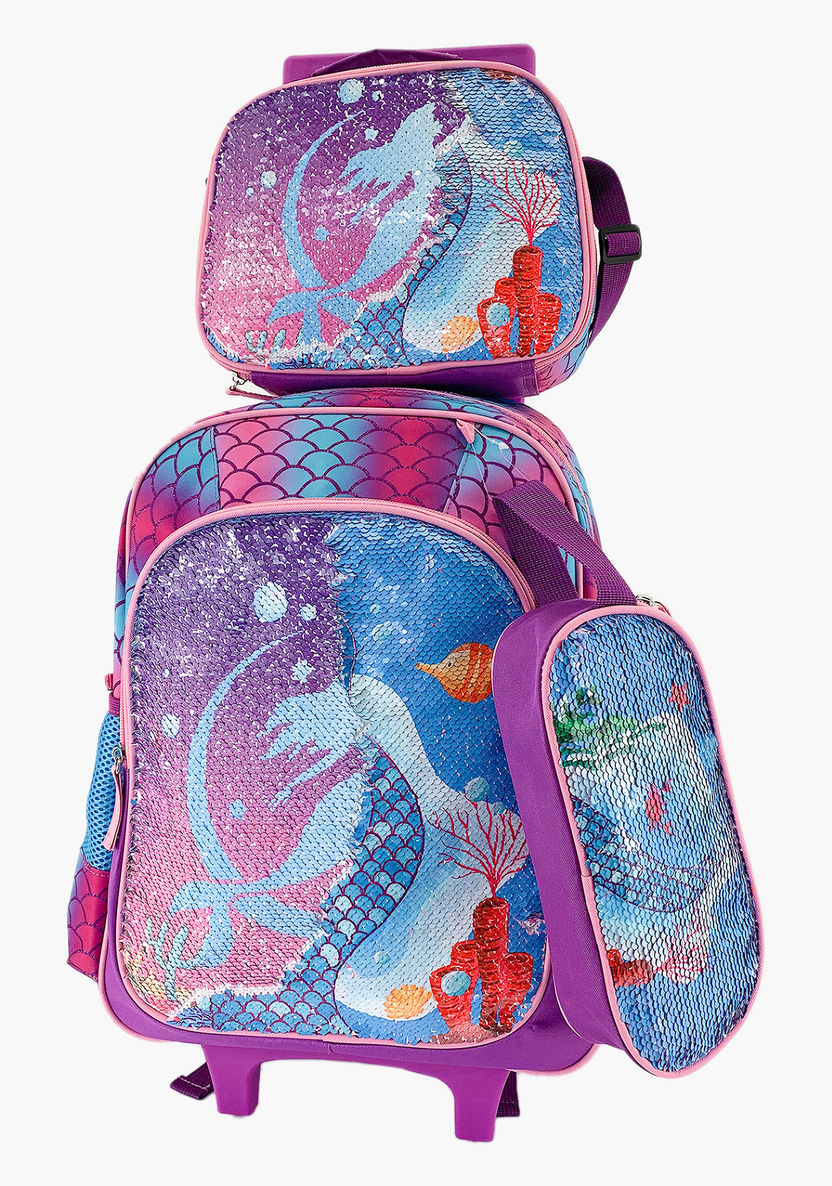 Juniors Sequin Detail 3-Piece Trolley Backpack Set-School Sets-image-0