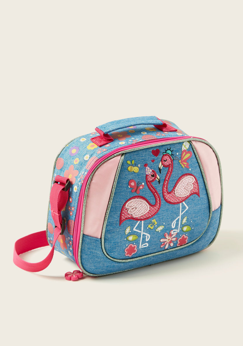 Juniors Flamingo Print 3-Piece Trolley Backpack Set-School Sets-image-5
