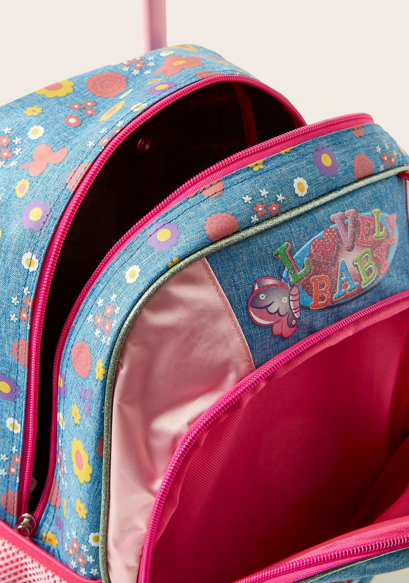 Juniors Flamingo Print 3-Piece Trolley Backpack Set-School Sets-image-8