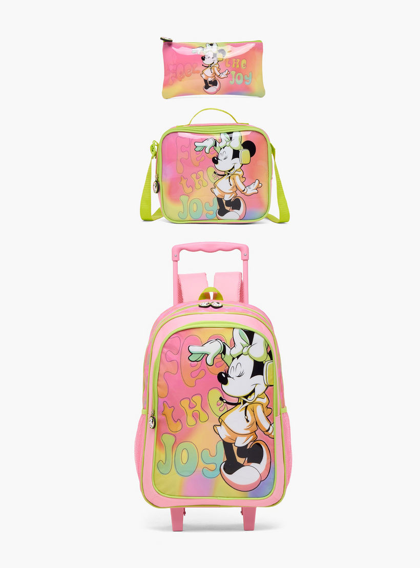 طقم شنطة ترولي مدرسية 3 قطع بطبعات للبنات بعمر 13 سنة فما فوق مع مقلمة-school-bagsandbackpacks-trolleybags-image-2