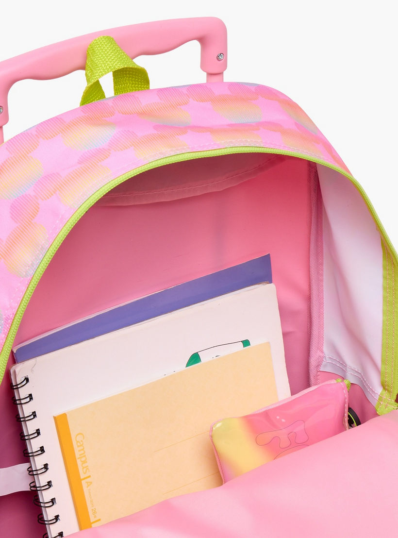 طقم شنطة ترولي مدرسية 3 قطع بطبعات للبنات بعمر 13 سنة فما فوق مع مقلمة-school-bagsandbackpacks-trolleybags-image-7