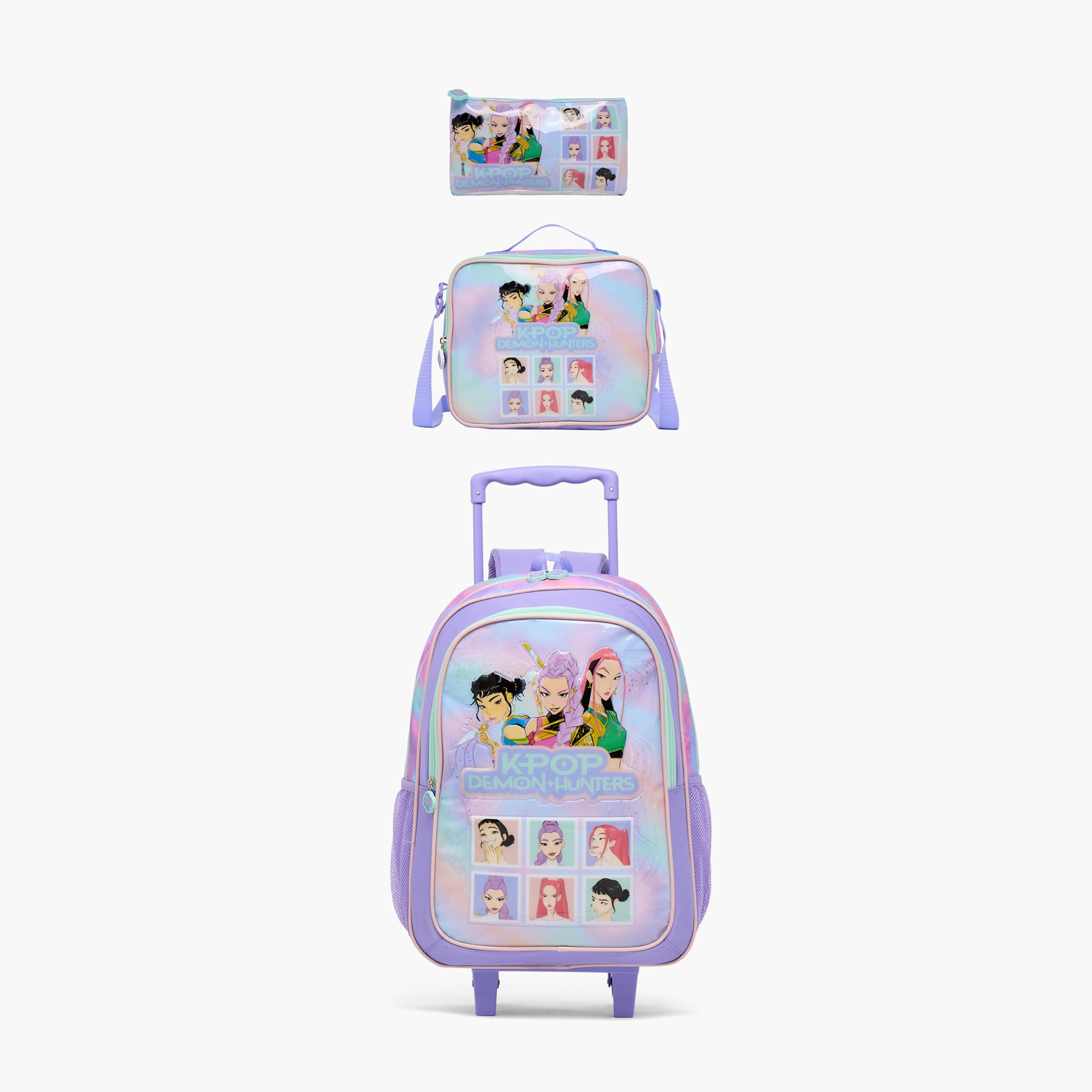 NETFLIX KPop Demon Hunters 3-Piece Trolley Bag Set for Girls 13+ Years with Lunch Box-school-bagsandbackpacks-trolleybags-image-2