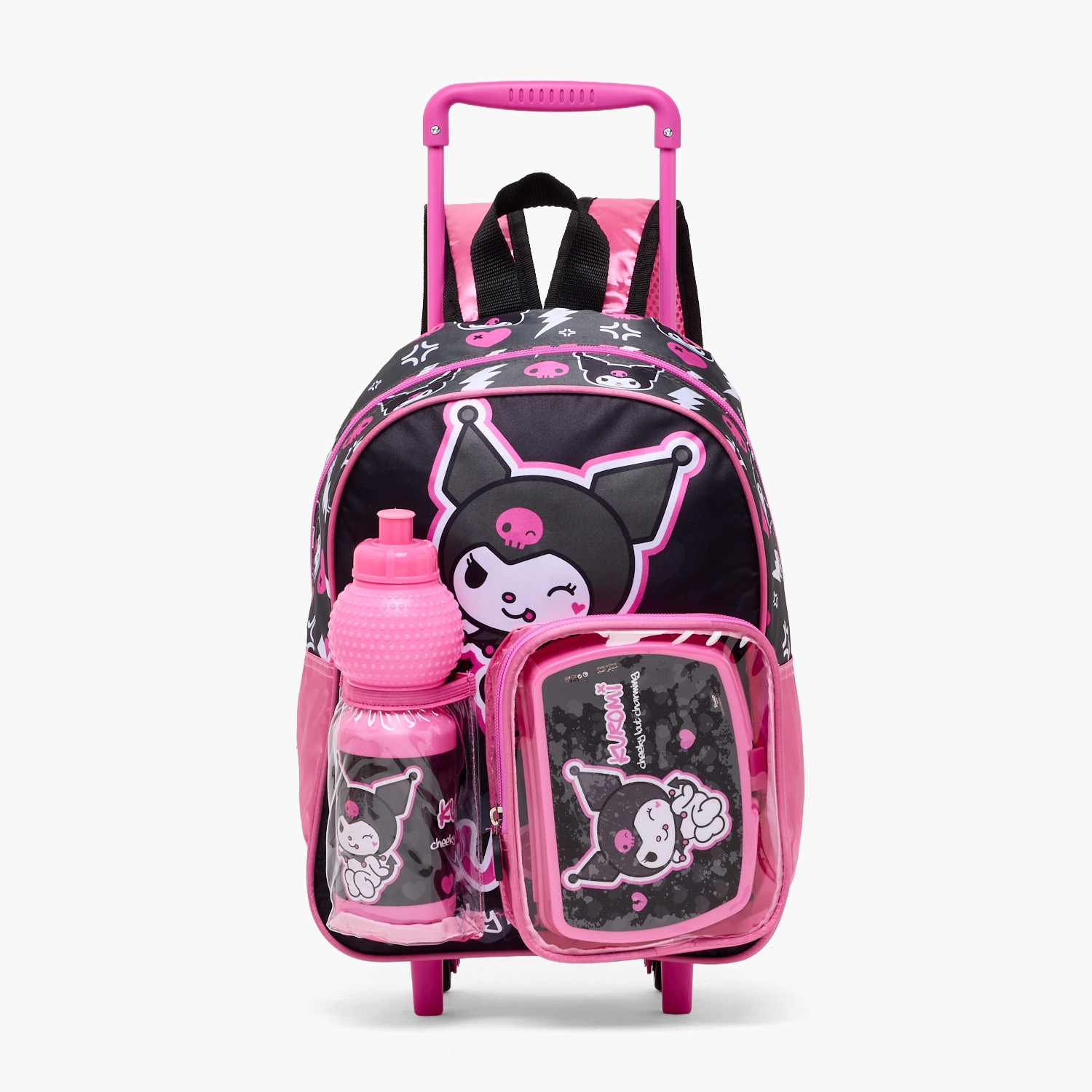 طقم شنطة ترولي مدرسية من 3 قطع بطبعات كورومي للبنات بعمر 8 إلى 13 سنة مع صندوق غداء-school-bagsandbackpacks-trolleybags-image-2