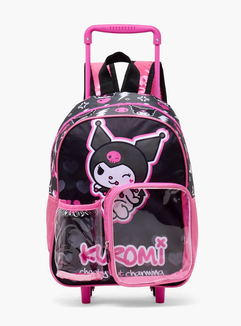 طقم شنطة ترولي مدرسية من 3 قطع بطبعات كورومي للبنات بعمر 8 إلى 13 سنة مع صندوق غداء-school-bagsandbackpacks-trolleybags-image-4