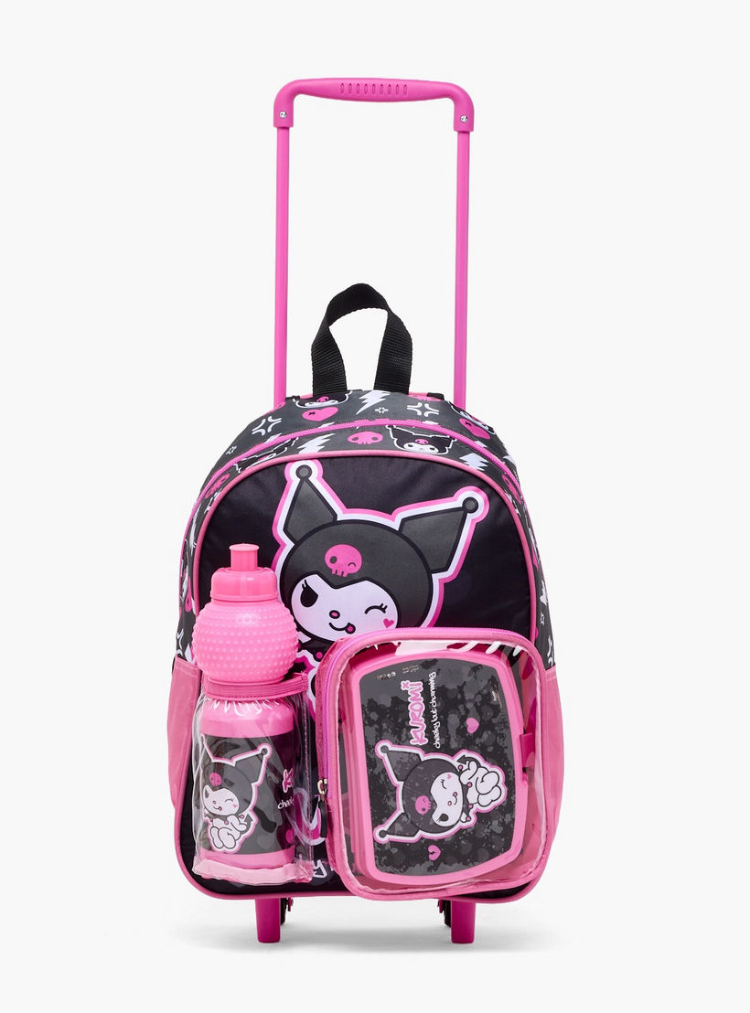 طقم شنطة ترولي مدرسية من 3 قطع بطبعات كورومي للبنات بعمر 8 إلى 13 سنة مع صندوق غداء-school-bagsandbackpacks-trolleybags-image-5