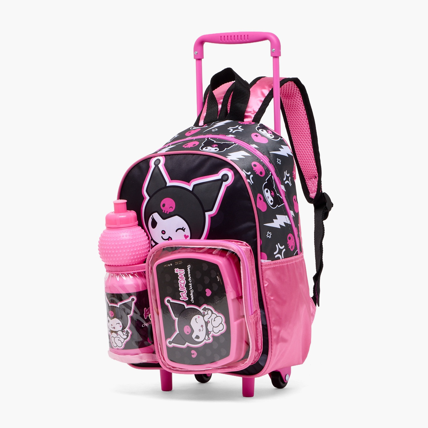 طقم شنطة ترولي مدرسية من 3 قطع بطبعات كورومي للبنات بعمر 8 إلى 13 سنة مع صندوق غداء-school-bagsandbackpacks-trolleybags-image-9